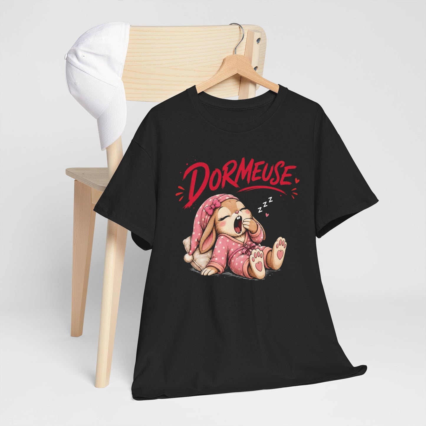 Tee-Shirt Dormeuse – Lapin Mignon Endormi – Cadeau Humour Femme Adulte Amatrice de Siestes