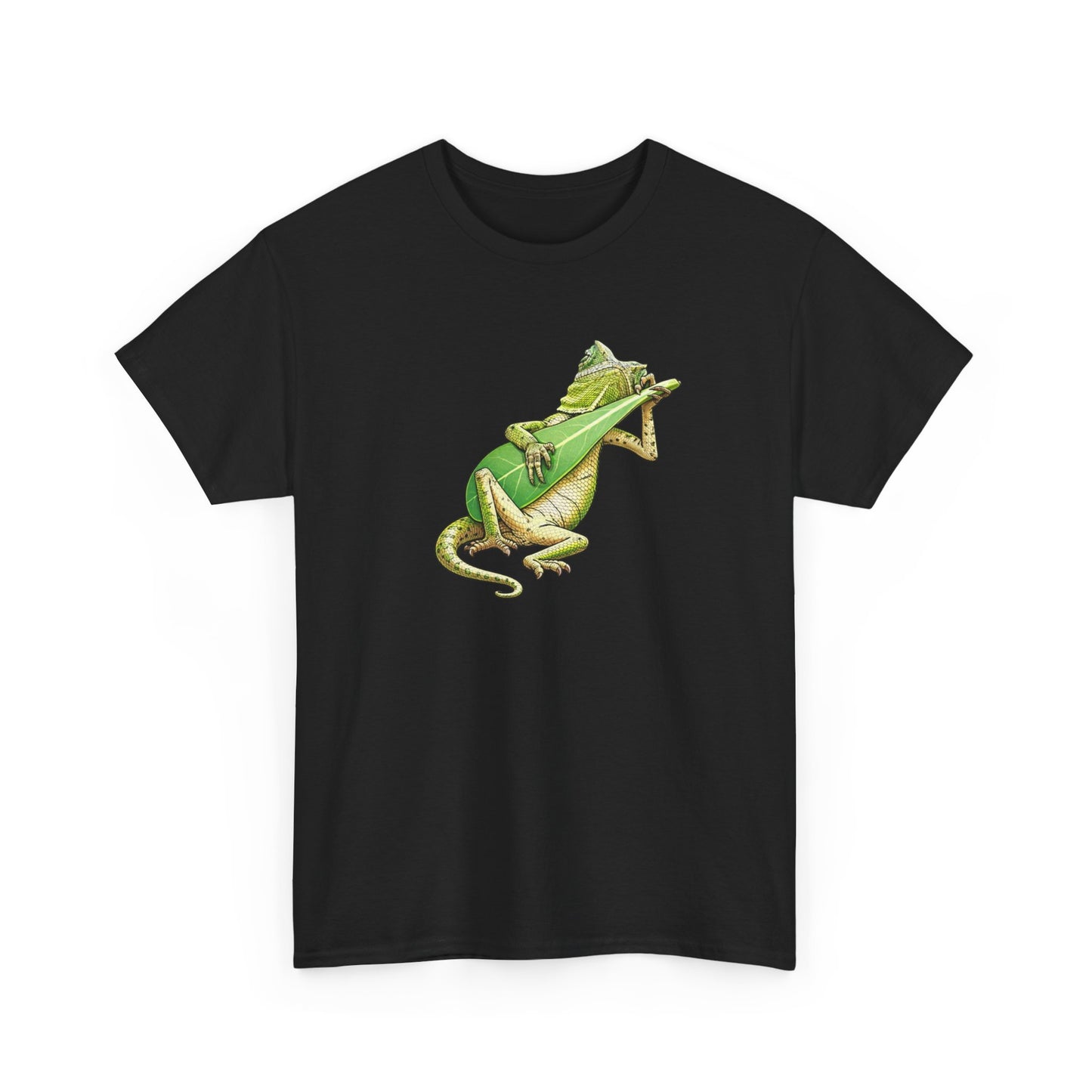 T-Shirt Lézard Fun Musique Nature – Reptile Joueur Instrument Feuille – Tee Shirt Original Humour Détente