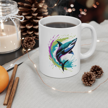 Tasse Requin Colorée – Mug Océan Graphique – Cadeau Animal Marin Surf 325ml