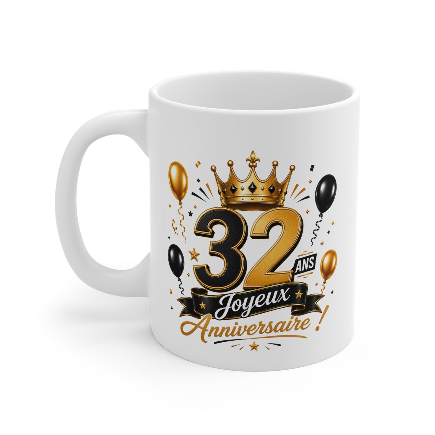 Mug Joyeux 32 Ans – Tasse Anniversaire 32 Ans – Cadeau Original pour Femme Homme – Idée Cadeau 32e Anniversaire