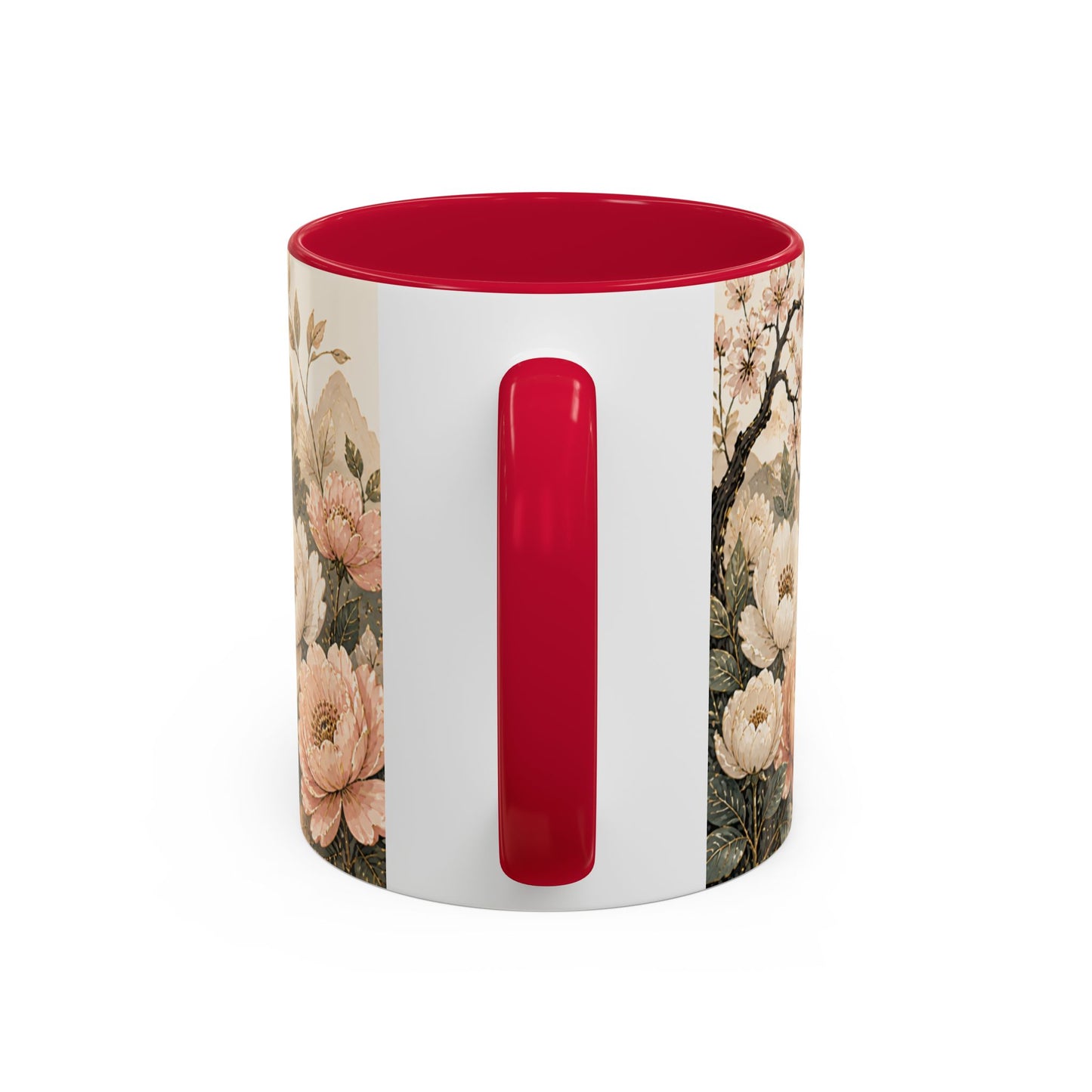 Tasse Paysage Japonais Zen – Mug Floral Beige avec Montagnes, Rivière et Ambiance Asiatique Apaisante 325ml