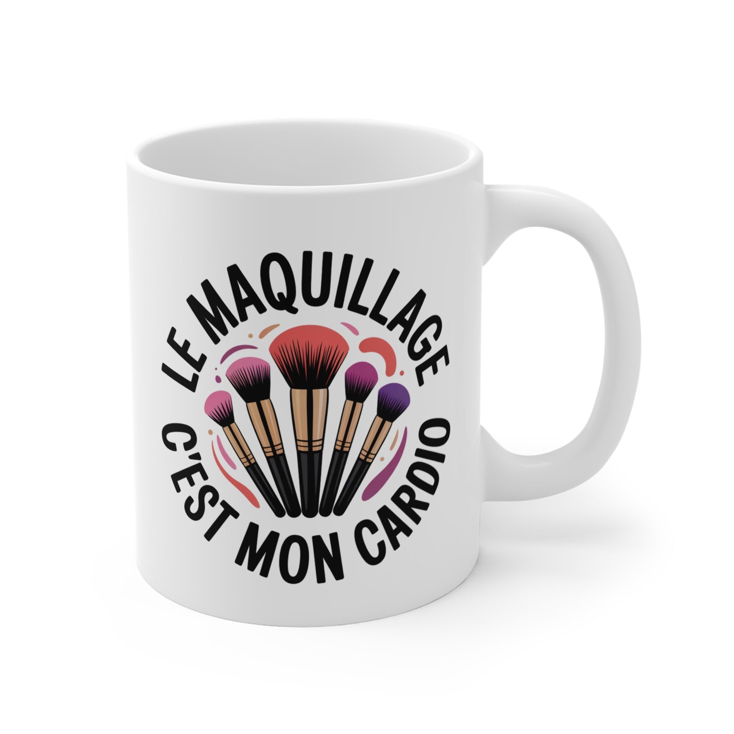 Mug Maquillage – Tasse Céramique 325ml « Le Maquillage C’est Mon Cardio » – Cadeau Beauté