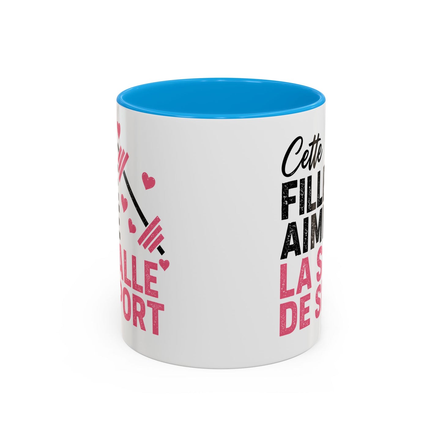 Mug Femme Fitness – Tasse Musculation Haltères – Cadeau Original Sportive, Gym Entraînement Bodybuilding Noir Bleu Rouge