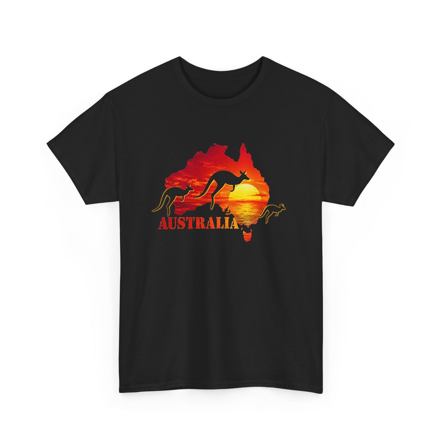 Tee Shirt Homme et Femme Australie Kangourou Coucher de Soleil Voyage Nature Paysage Australien Animal Sauvage Cadeau