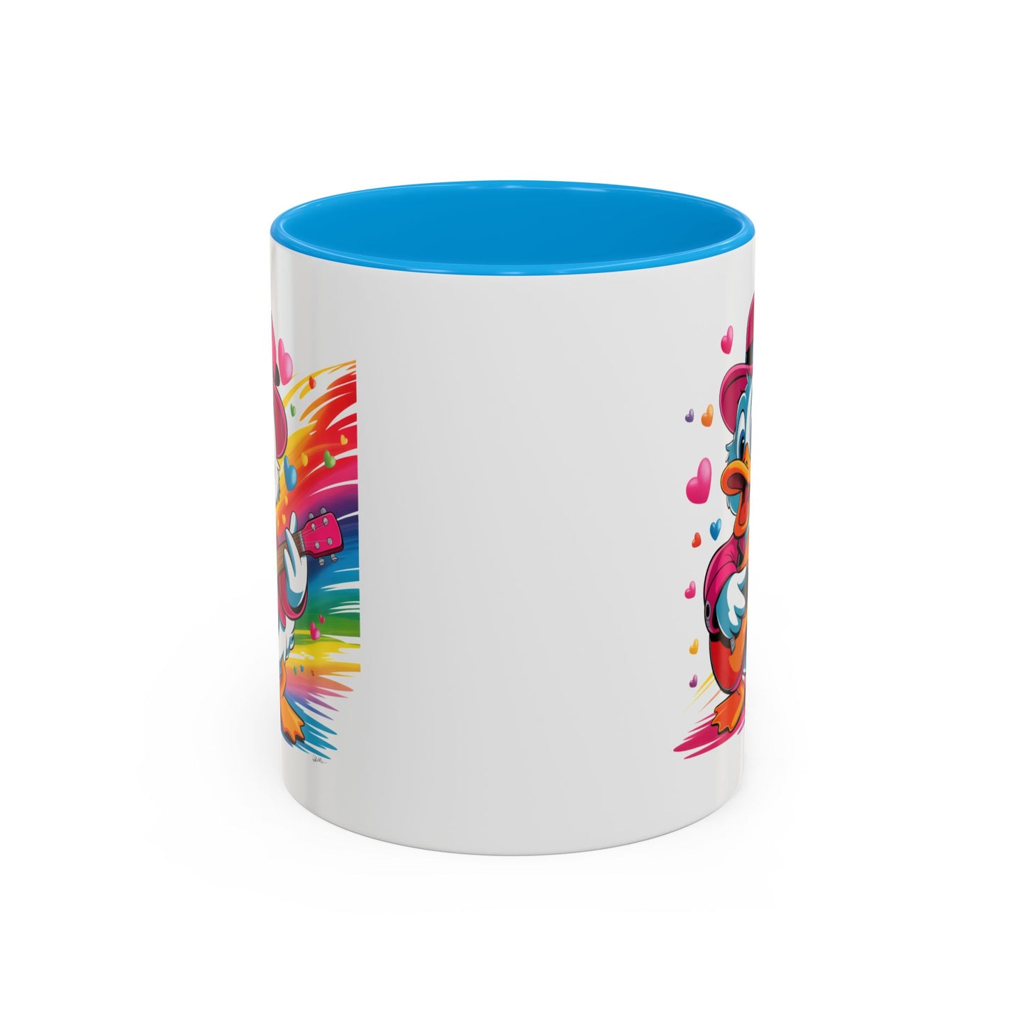 Mug Canard Musicien – Tasse Design Fun avec Guitare et Couleurs Arc-en-ciel – Cadeau Original 325ml