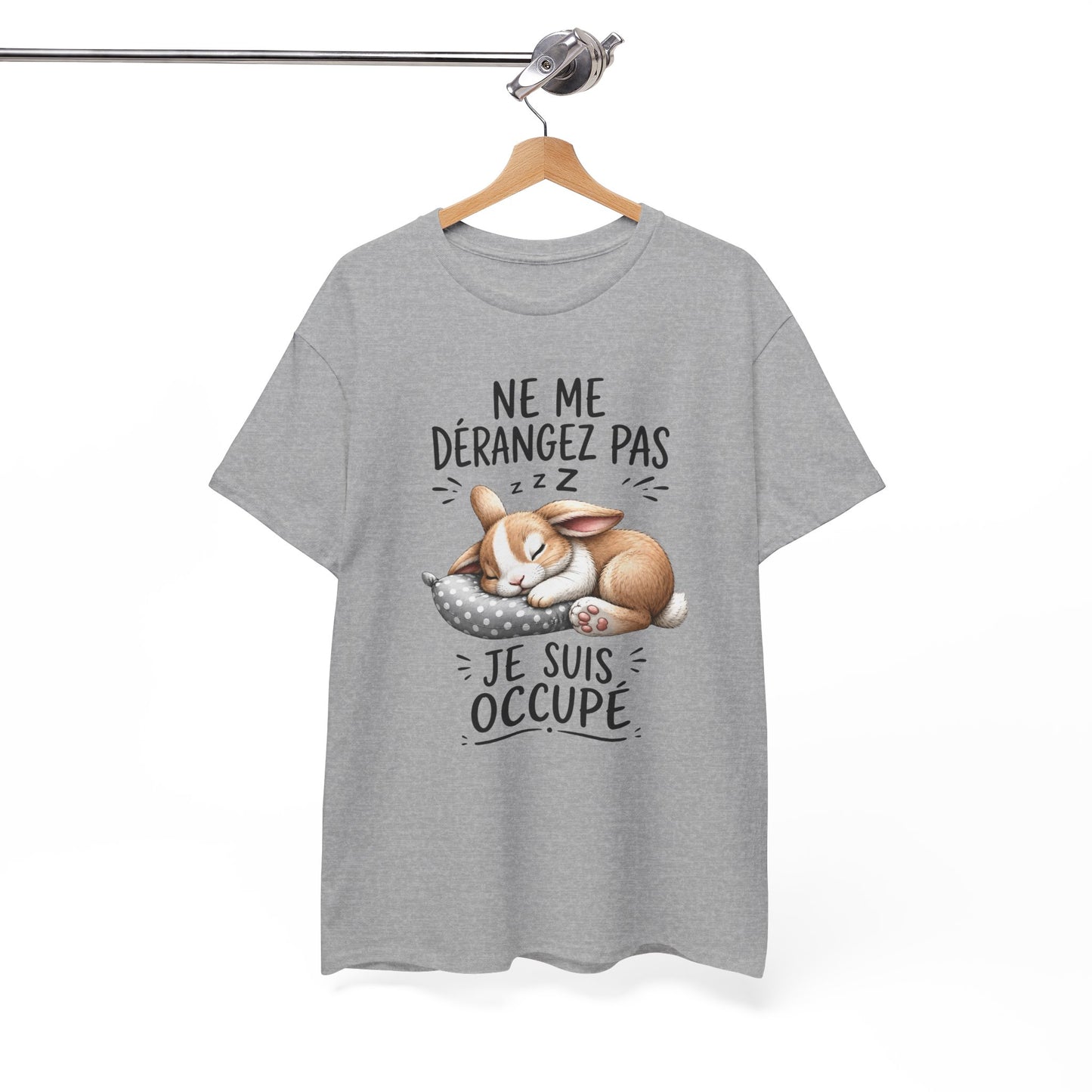 Tee Shirt Ne Me Dérangez Pas Je Suis Occupé – T-Shirt Lapin Dormeur Humour – Cadeau Homme Femme Animal Adorable