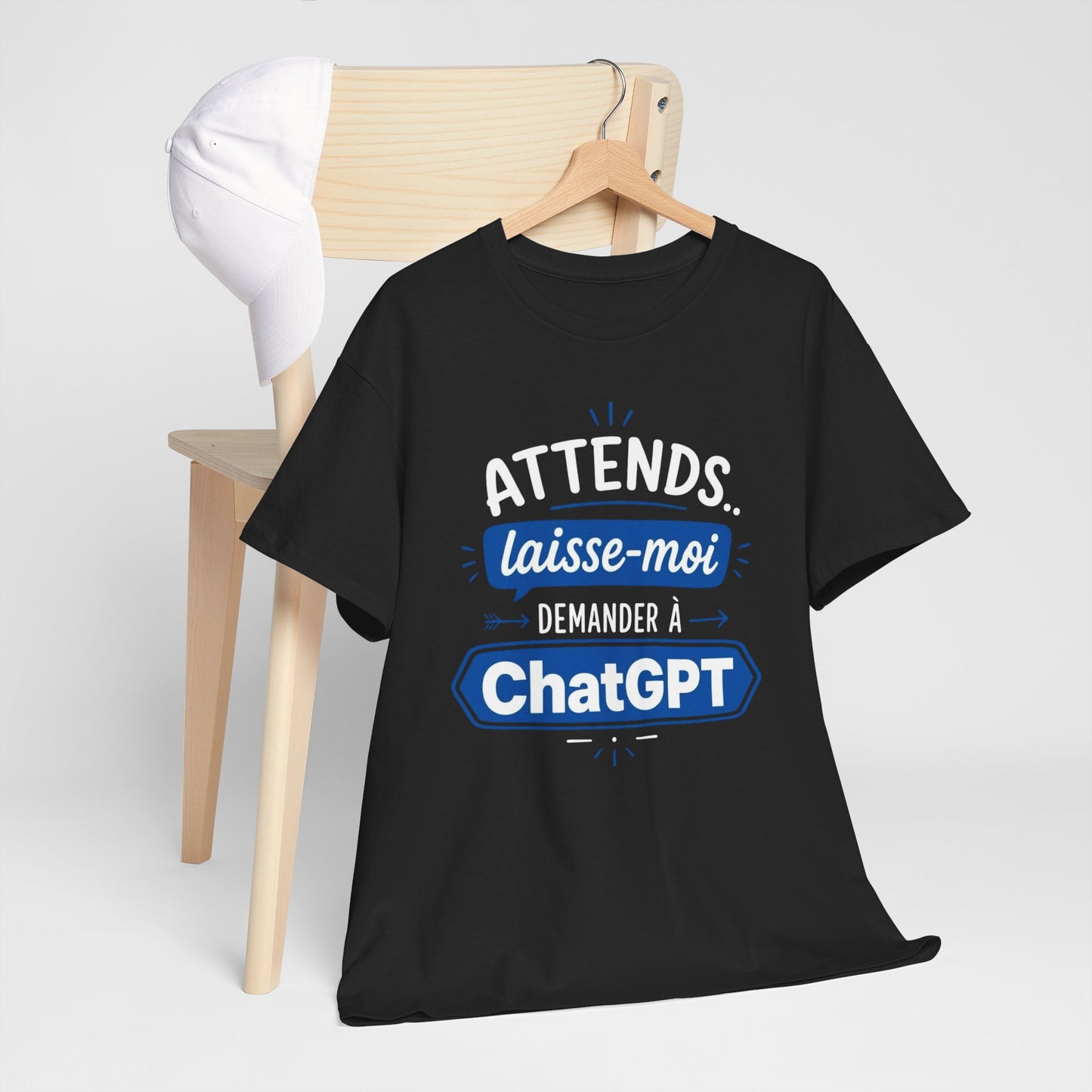 Tee-Shirt Humour Intelligence Artificielle – Attends Laisse-Moi Demander à l’IA – Cadeau Geek Informatique Homme et Femme