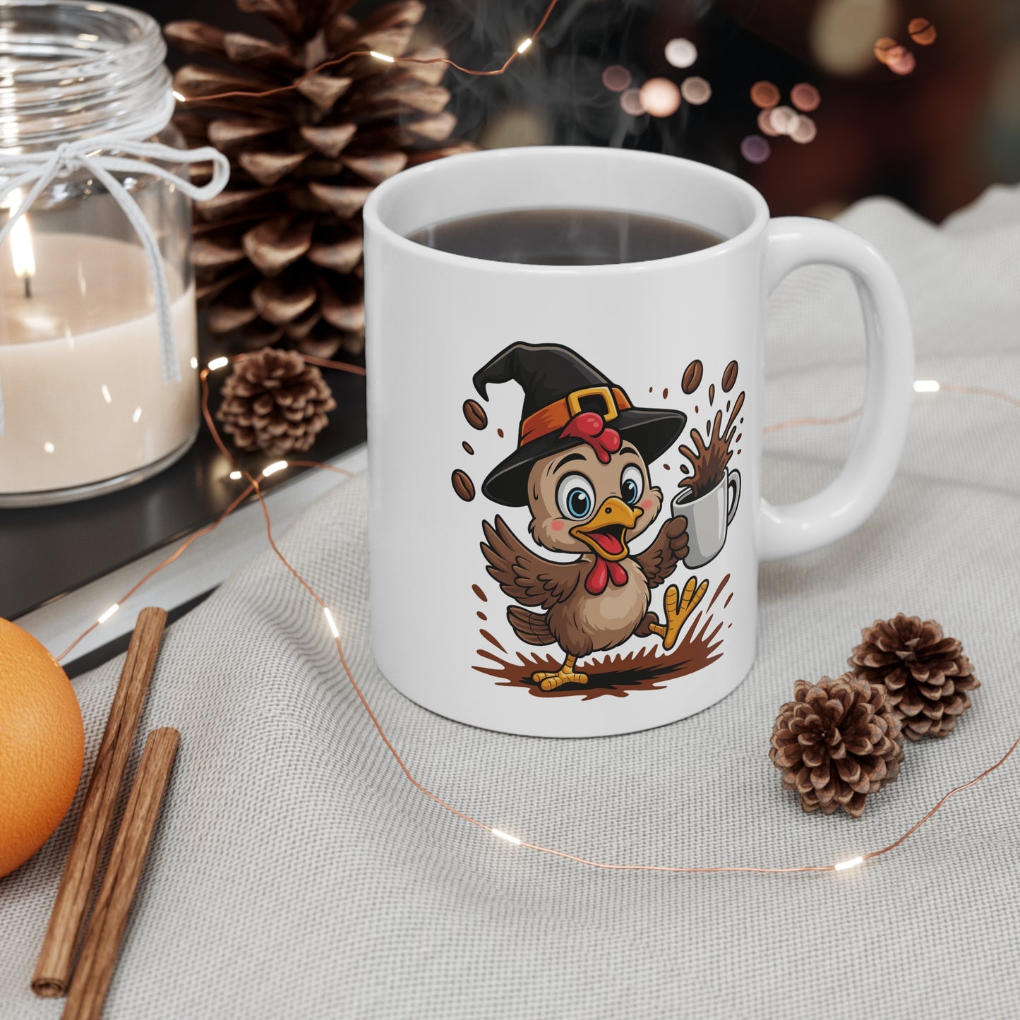 Mug Poulet Sorcier Café – Tasse Céramique 325ml – Illustration Animalière Drôle Halloween