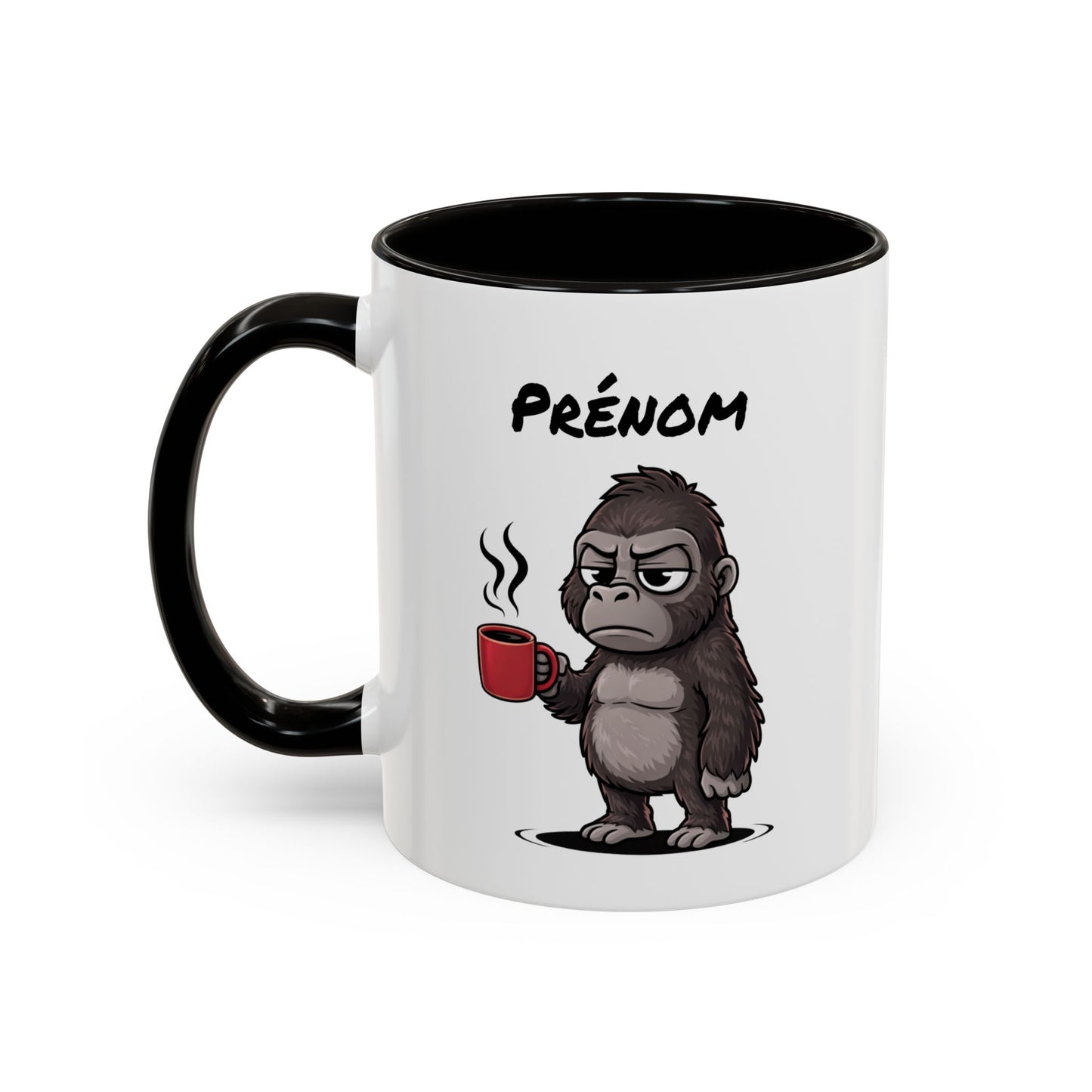 Mug Gorille Fatigué Personnalisable 325ml – Tasse Café Drôle Animal Humour Travail Bureau Réveil Difficile