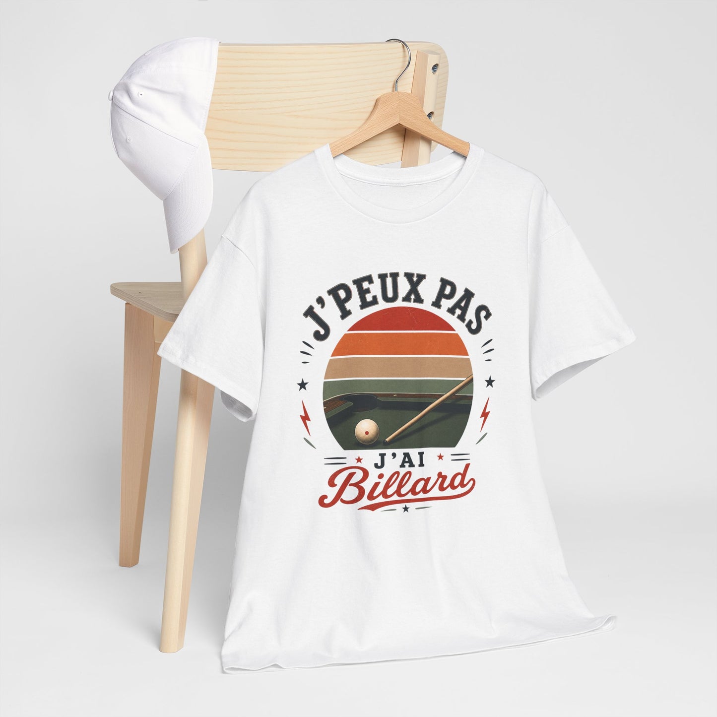 T-Shirt  Homme Femme – J’Peux Pas J’Ai Billard – Tee Shirt Joueur de Billard Vintage Queue de Billard Boule Snooker Pool Français Cadeau Passion