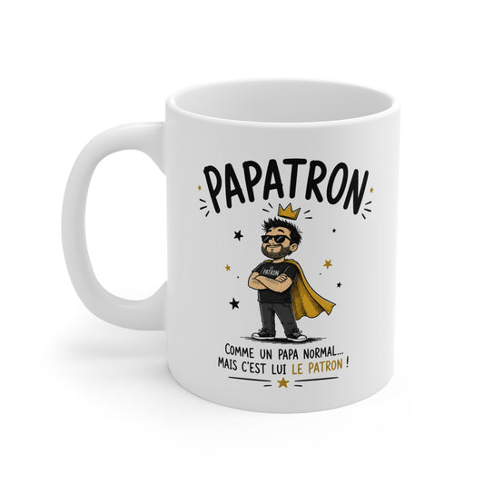 Mug Papatron – Comme un Papa Normal Mais C’est Lui le Patron – Tasse Humoristique pour Papa – Idée Cadeau Originale Anniversaire Fête des Pères Noël