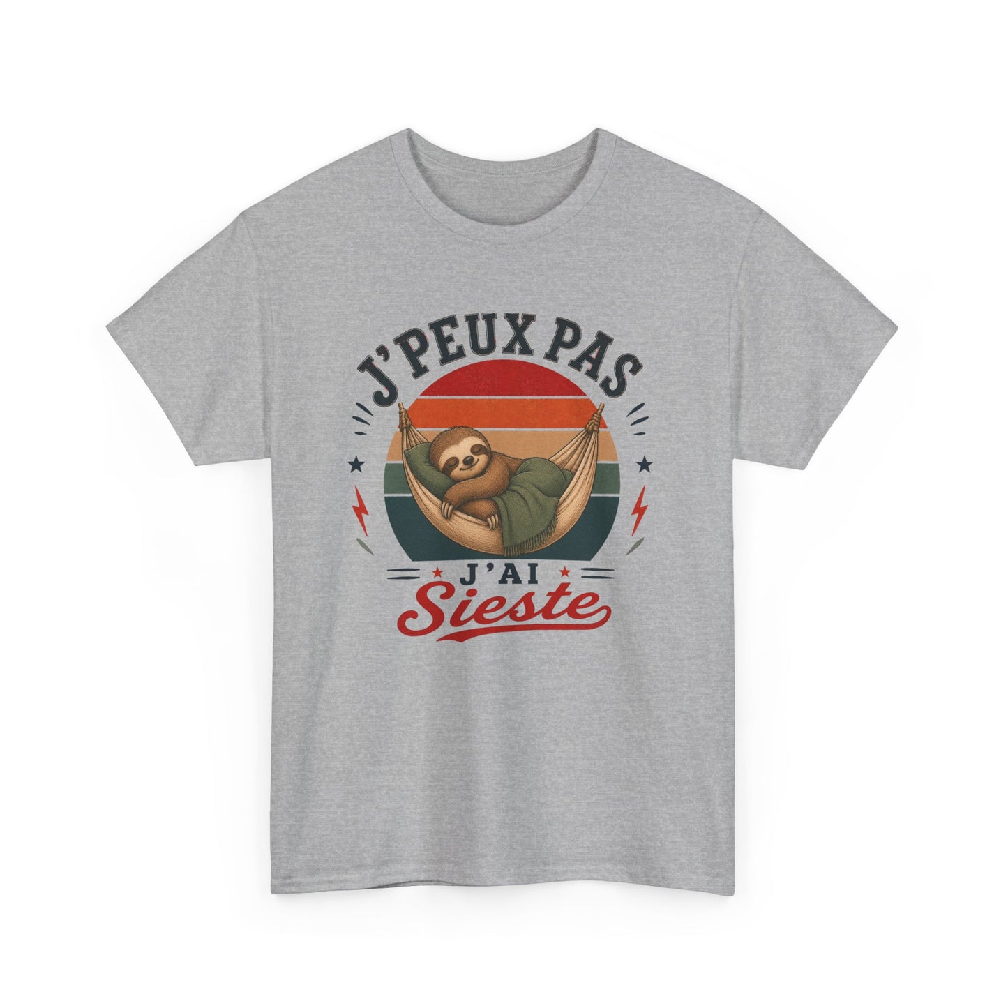 T-Shirt J’Peux Pas J’Ai Sieste – Tee Shirt Humour Paresseux Vintage – Cadeau Repos Homme Femme
