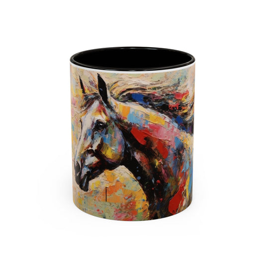 Mug Cheval Artistique Coloré – Tasse Peinture Moderne Cheval Abstrait – Cadeau Passion Équitation 325ml