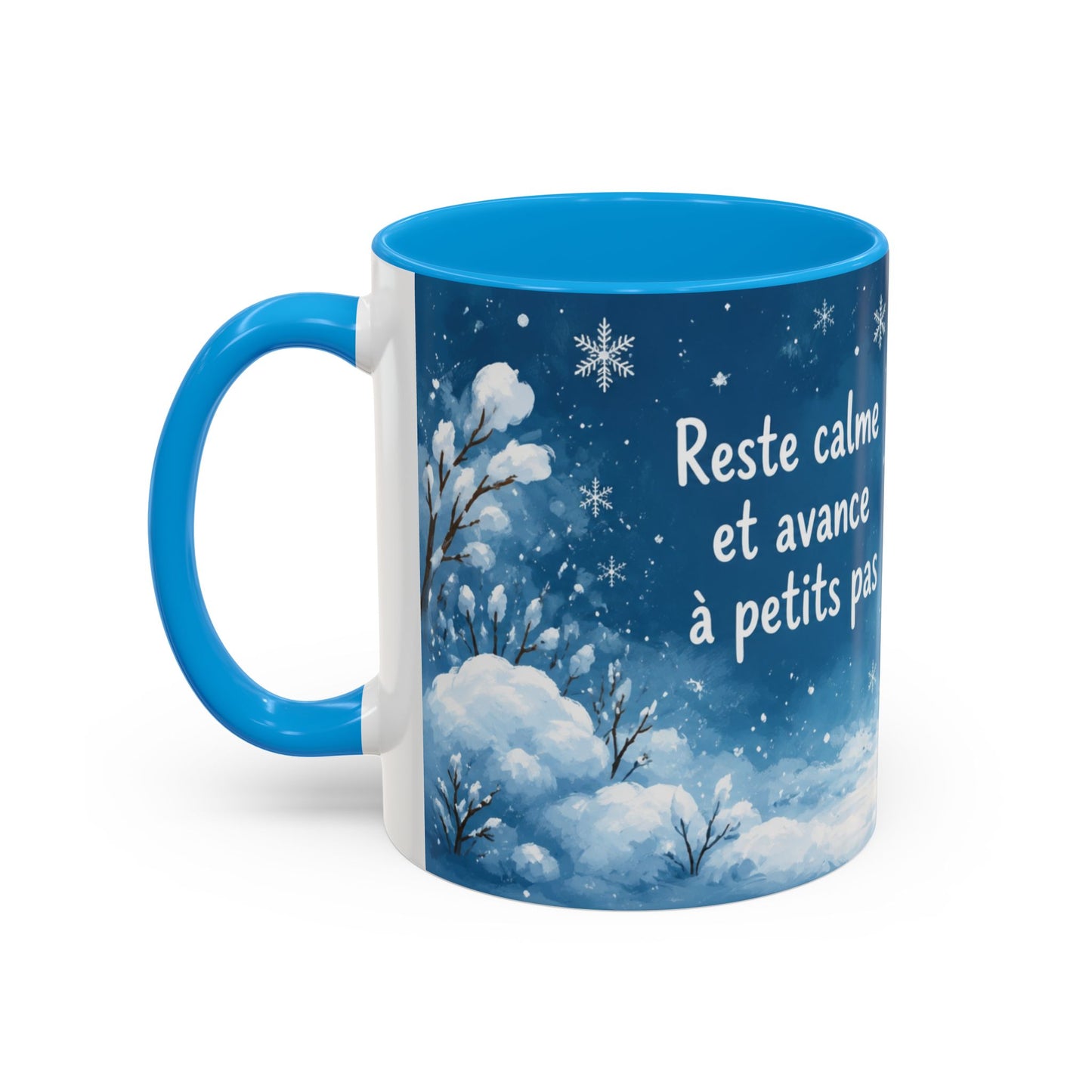 Tasse Reste Calme et Avance à Petits Pas – Mug Pingouin Motivation Positive Hiver 325ml