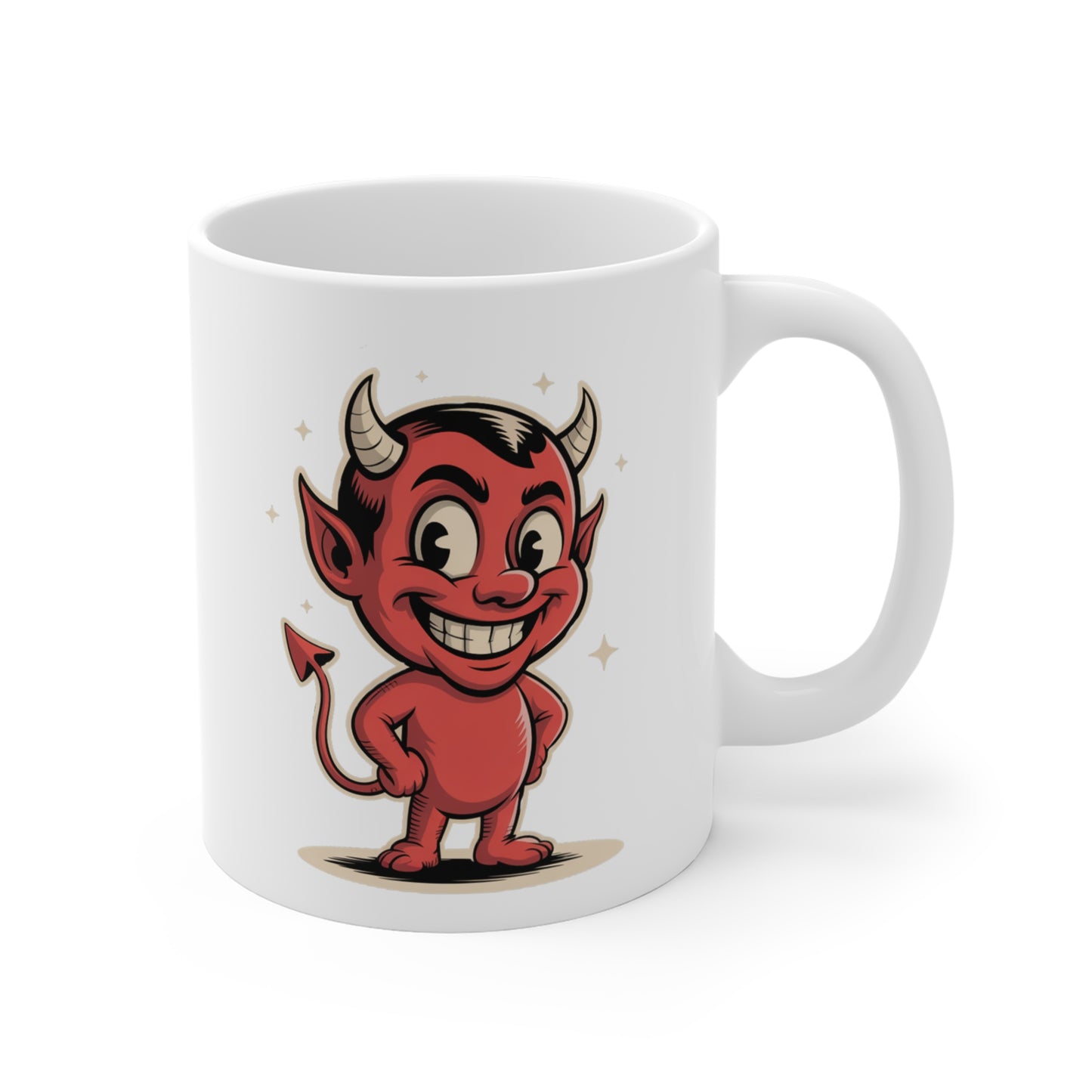 Mug Petit Diable Rouge – Tasse Humour Vintage Cartoon – Cadeau Drôle Original Céramique 325ml