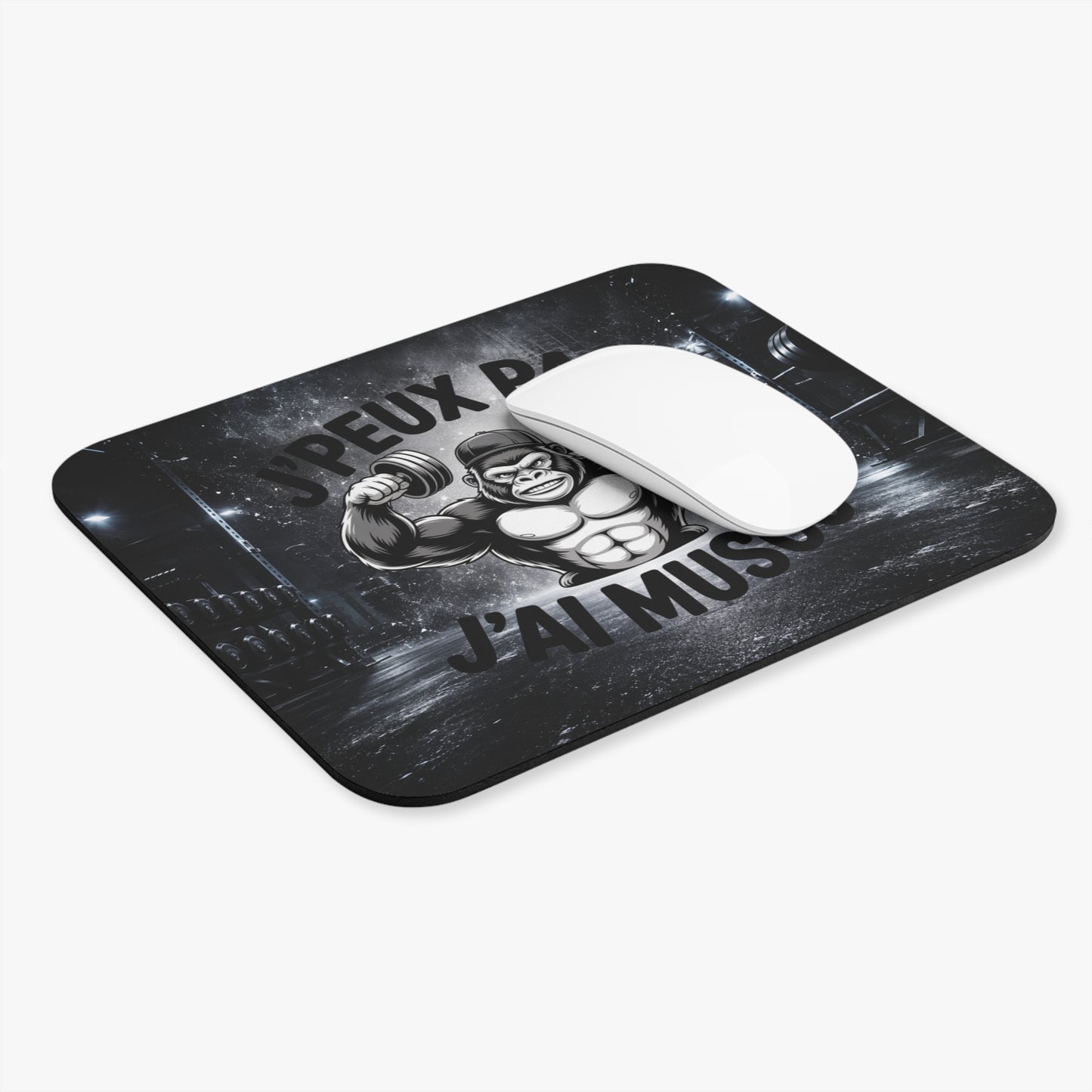 Tapis de Souris 22x18cm J’Peux Pas J’Ai Muscu – Gorille Bodybuilder Humour – Cadeau Musculation Fitness Homme Femme – Bureau Gaming