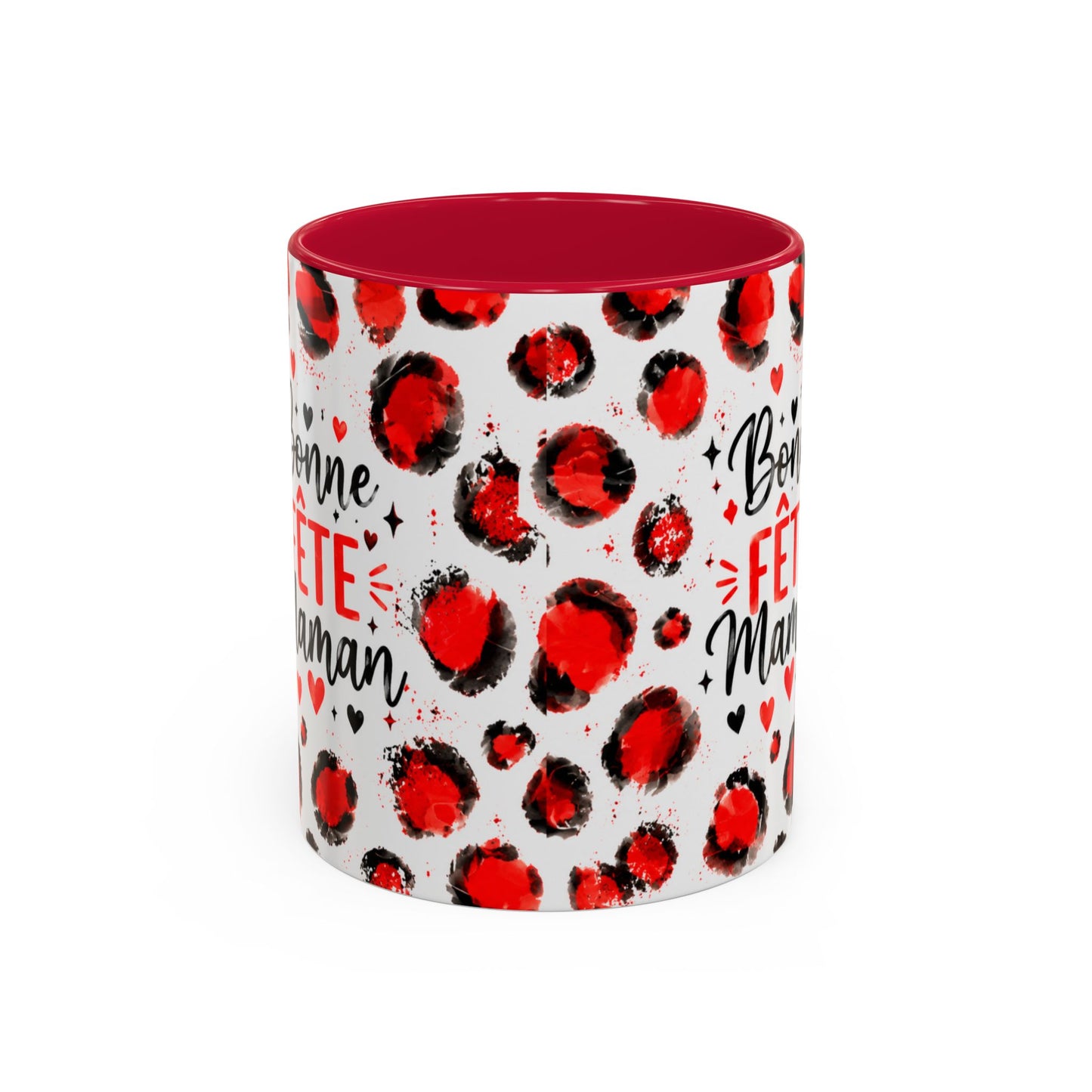 Tasse Bonne Fête Maman – Mug Cadeau Maman avec Cœurs Rouges – Idée Fête des Mères 325ml