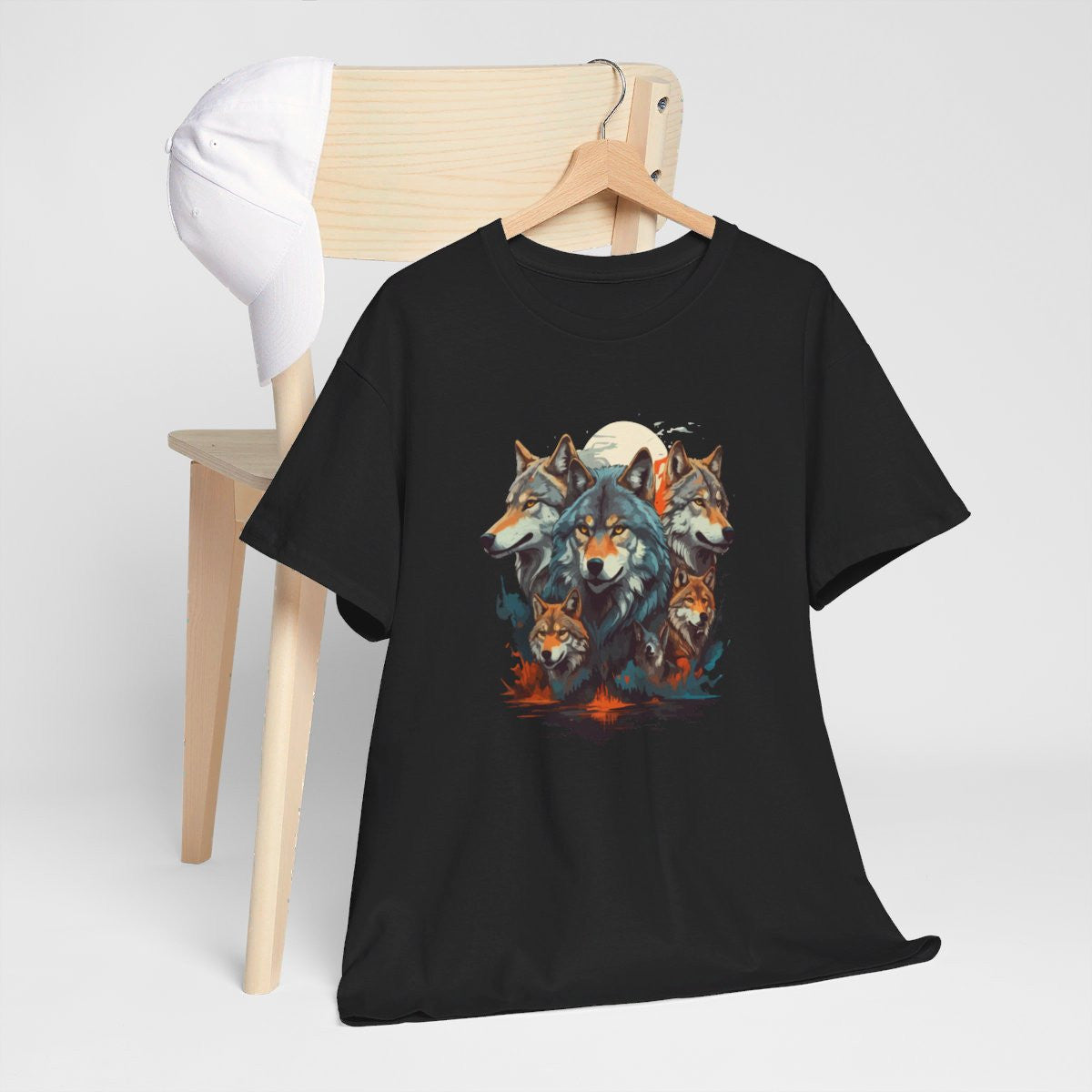 T shirt Loup Motif loups coloré cadeau loup tee shirt Homme/Femme