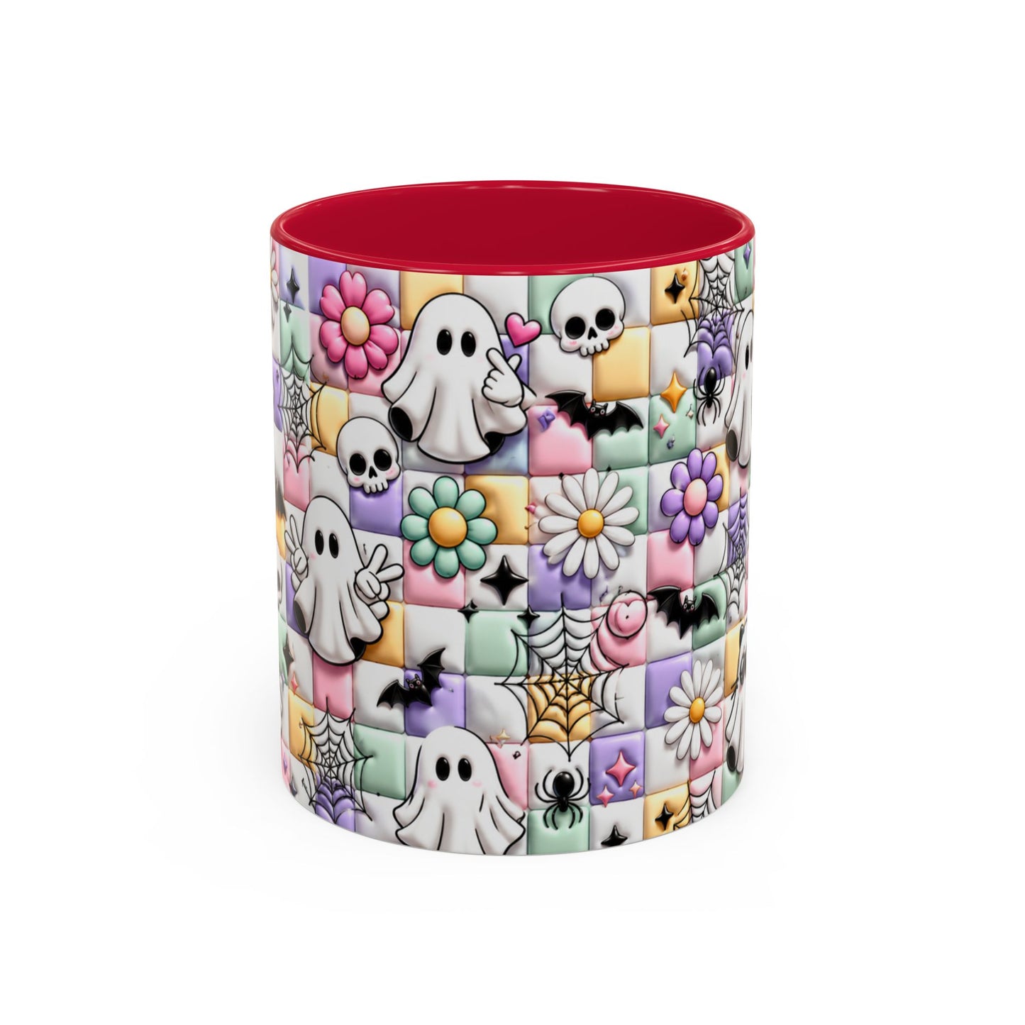 Tasse Fantômes Kawaii Halloween – Mug Cute Goth Pastel avec Chauves-Souris et Toiles – Cadeau Femme Fille 325ml