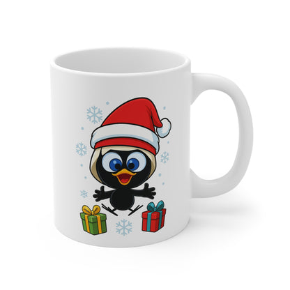 Mug Céramique Calimero Noël – Tasse Festive Flocons et Cadeaux 325ml – Cadeau Original Hiver Café Chocolat