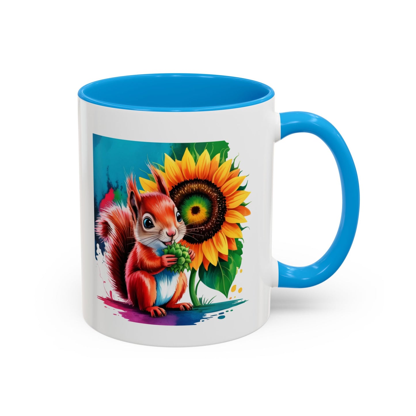 Mug Écureuil et Tournesol – Tasse Animaux Mignons Nature – Cadeau Coloré et Joyeux – Céramique 325ml