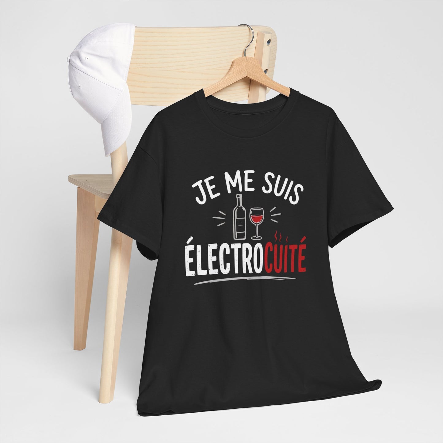 T-Shirt Je Me Suis Électrocuté – Tee Shirt Humour Vin Drôle Apéro – Cadeau Original Amateur de Vin Homme Femme