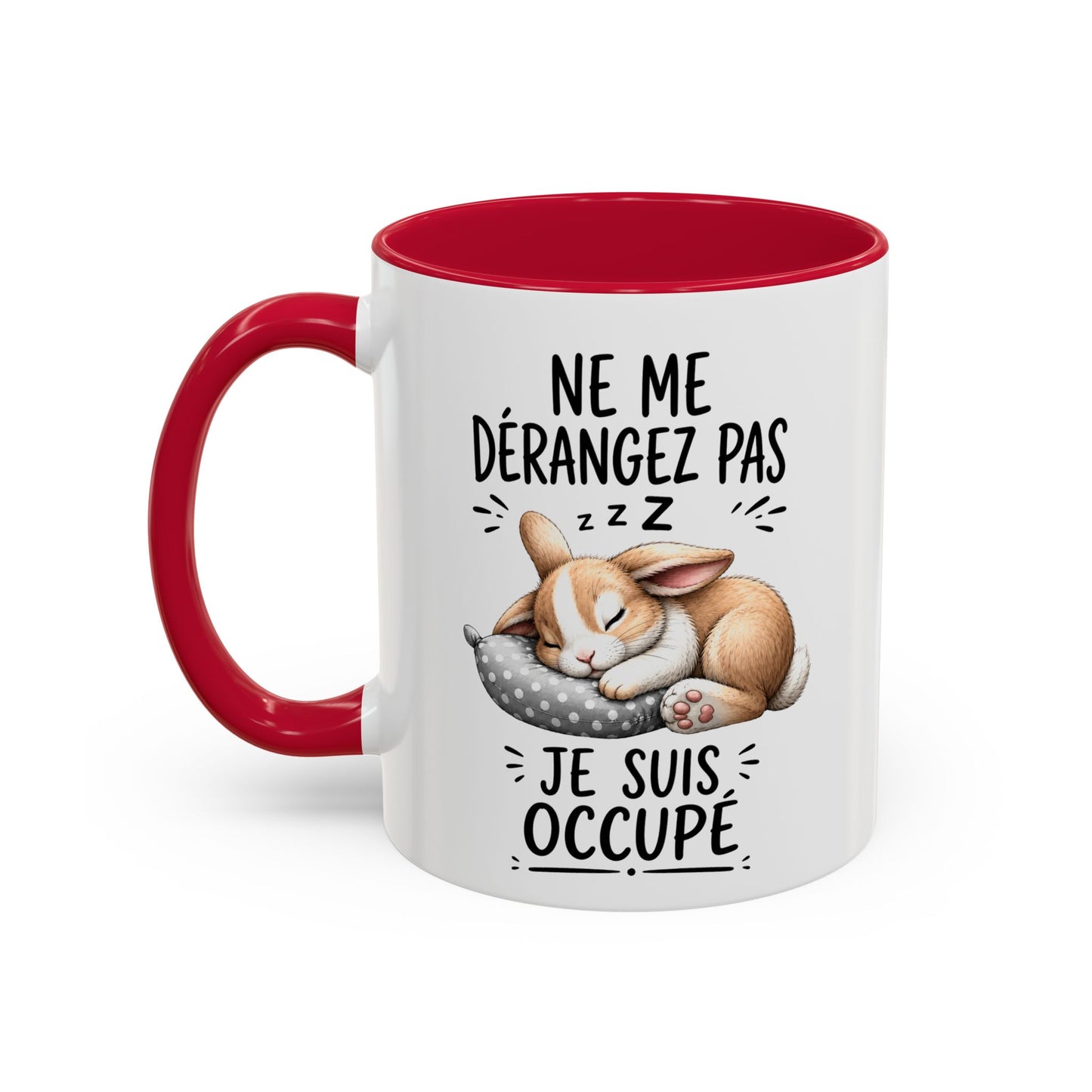 Tasse Humoristique Lapin Dormeur – “Ne Me Dérangez Pas Je Suis Occupé” – Mug Animal Mignon et Drôle 325ml