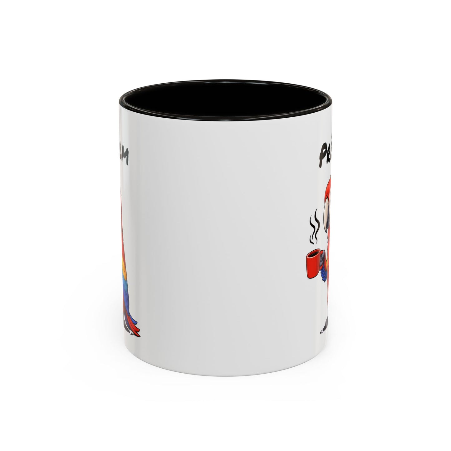 Tasse Perroquet Coloré avec Café – Mug Oiseau Exotique Tropical – Illustration Humour Fatigue 325ml
