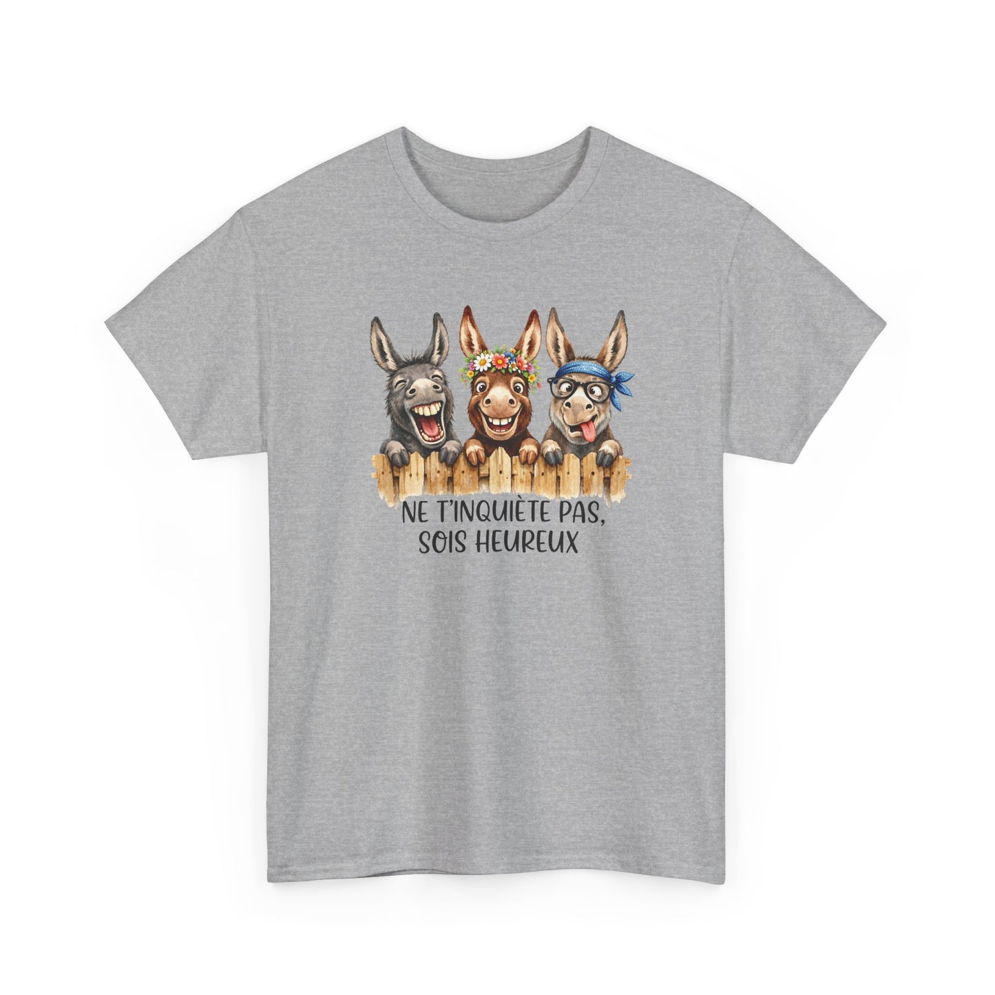 Tee-Shirt Homme et Femme Humour – Ânes Drôles et Rigolos – Cadeau Original Amusant pour Amoureux des Animaux