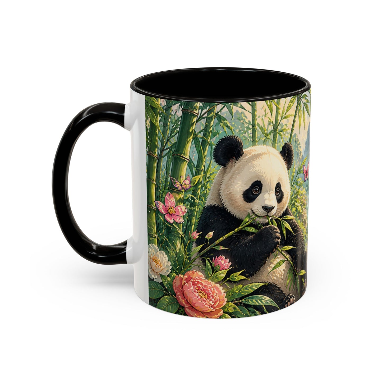 Tasse Panda Bambou – Mug Nature Asiatique avec Fleurs et Paysage Japonais Zen – Cadeau Animal Mignon 325ml