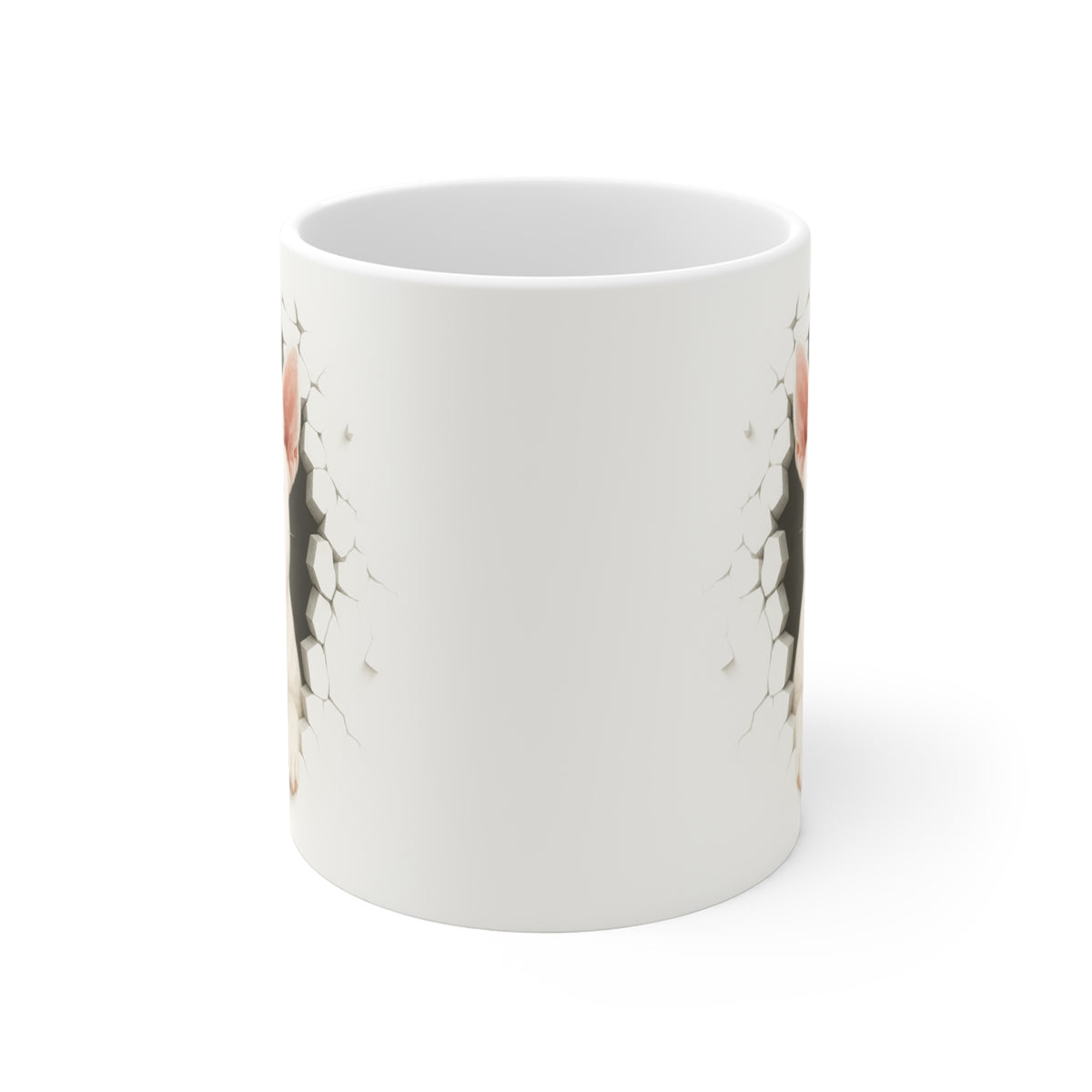 Mug Bull Terrier Effet Mur Cassé – Tasse Chien 3D Trompe-l’œil – Cadeau Original Amoureux du Bull Terrier