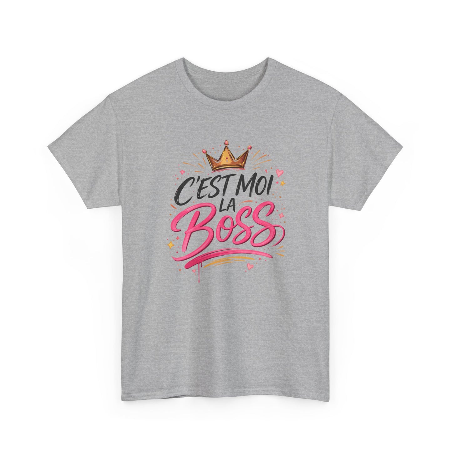 T-Shirt Femme "C’est Moi la Boss" – Design Couronne Rose – Tee-Shirt Humoristique Confiance Girl Power