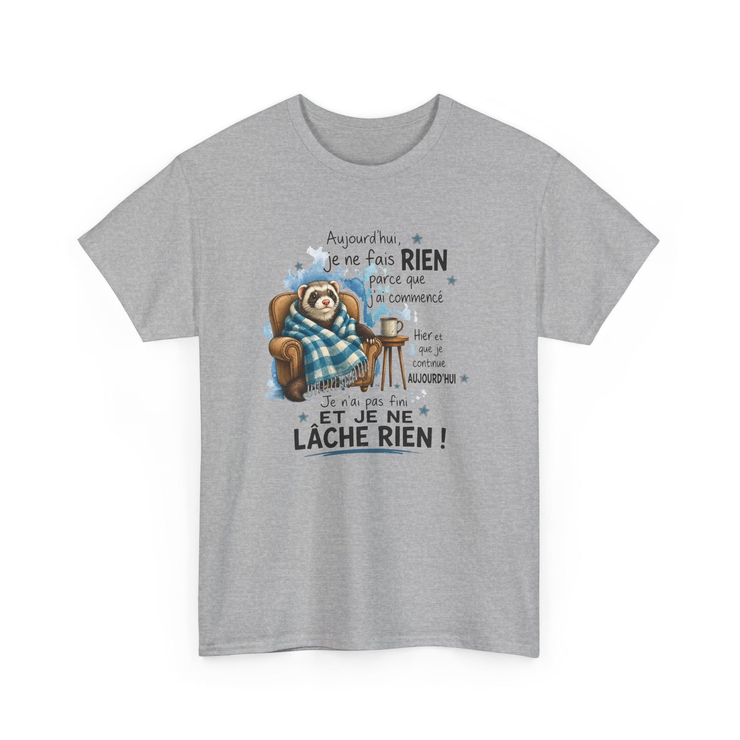 Tee-Shirt Humour Homme et Femme – Furet Détente Paresse Repos – Cadeau Original Drôle pour Amateur de Farniente et Animaux
