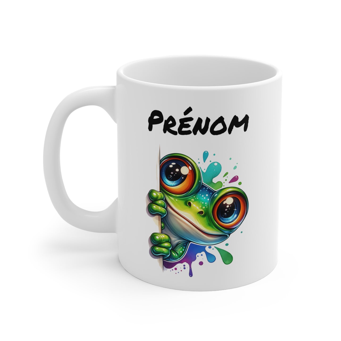 Tasse Personnalisable Grenouille Mignonne – Mug Prénom Illustration Colorée – Cadeau Animal Tropical Rigolo 325ml