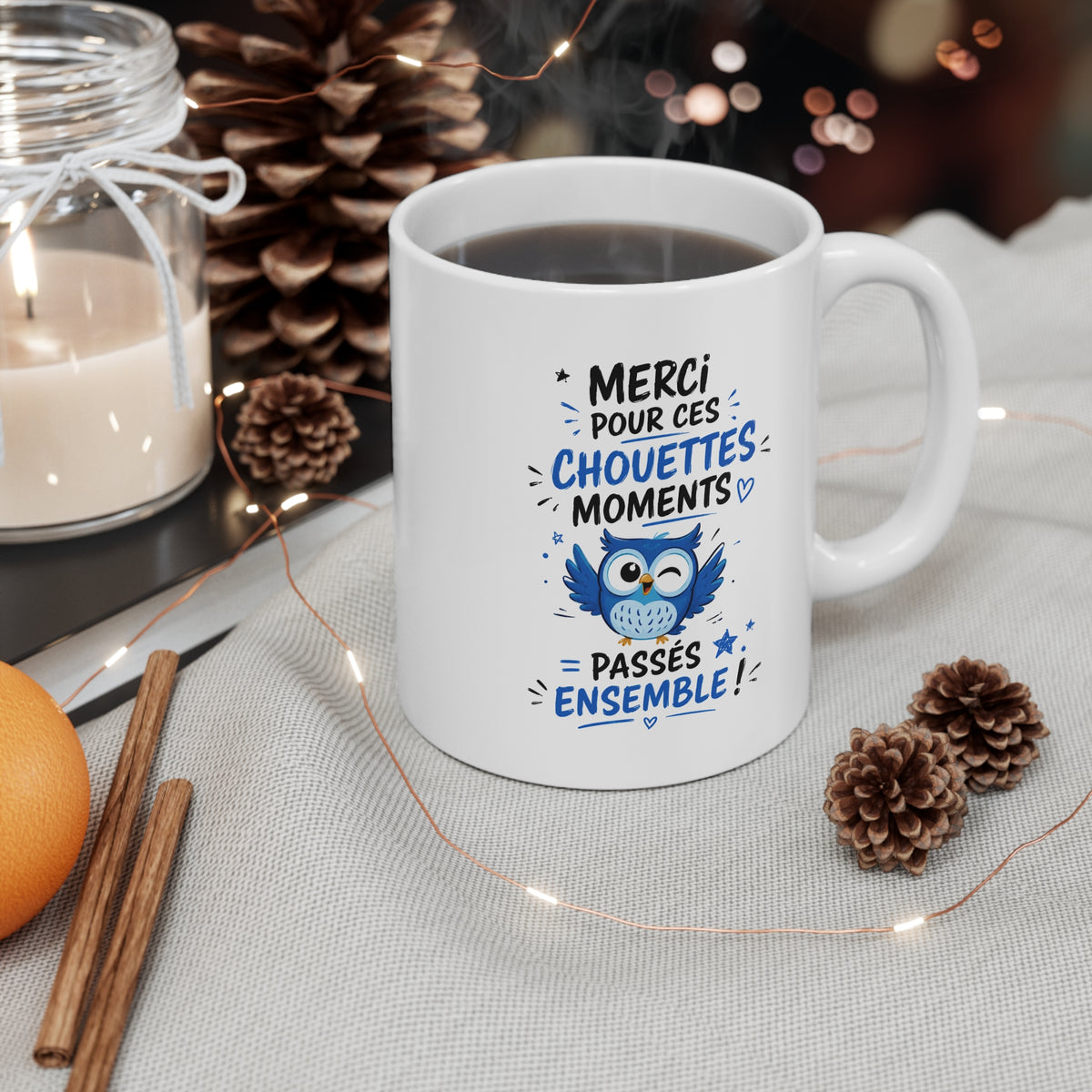 Mug Merci pour Ces Chouettes Moments – Tasse Remerciement avec Chouette – Cadeau Original Souvenir