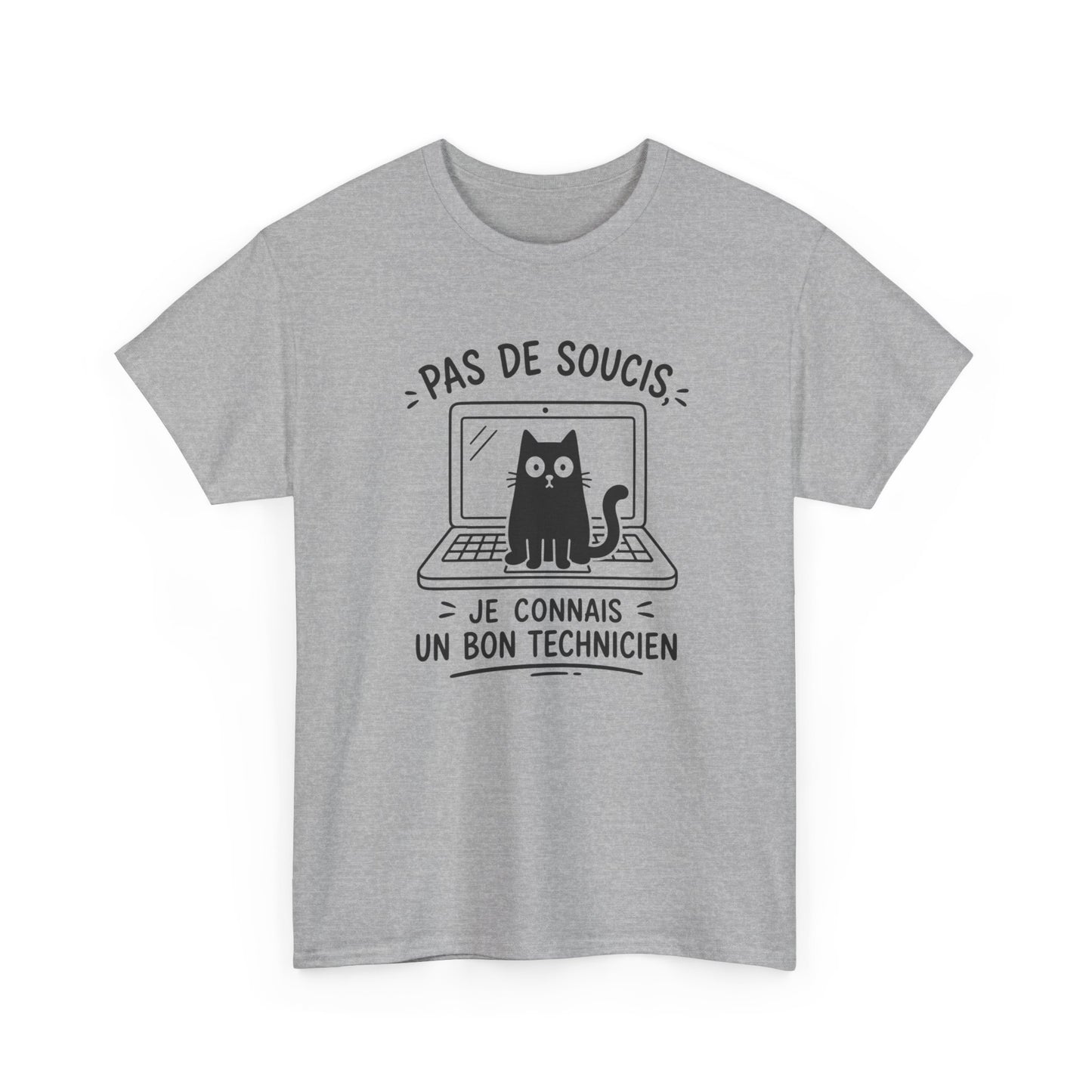 Tee-Shirt Informatique Homme et Femme – Chat Ordinateur Technicien Informatique – Cadeau Original Geek Informaticien Dépannage PC