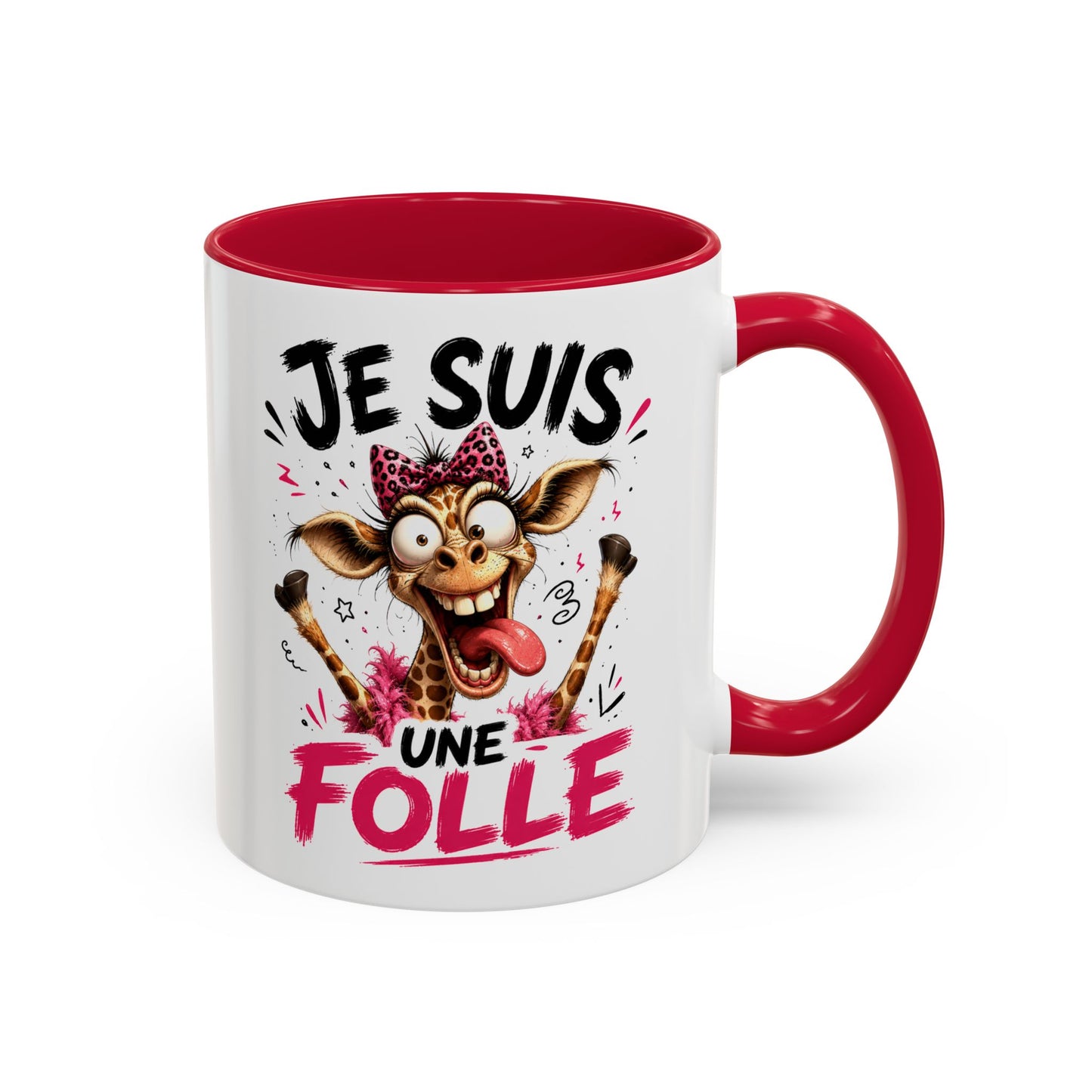 Tasse Je Suis Une Folle – Mug Girafe Folle Humoristique – Cadeau Femme Drôle et Délirant 325ml