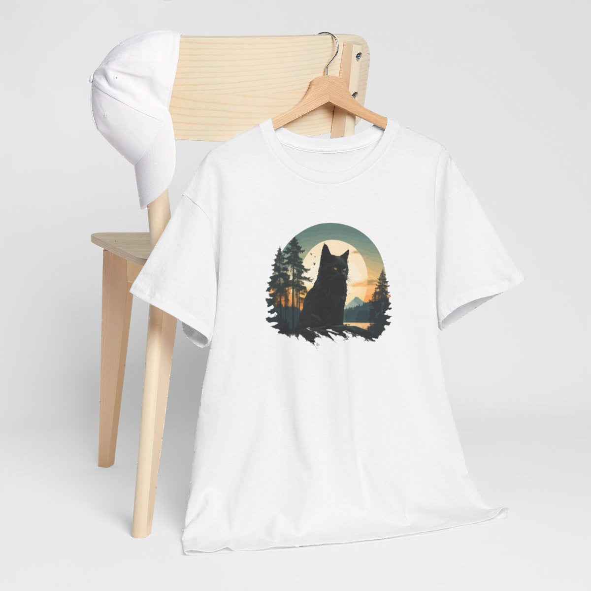 T shirt Chat Noir animal - Design Mystique -idée cadeau tee shirt pour Homme et Femme