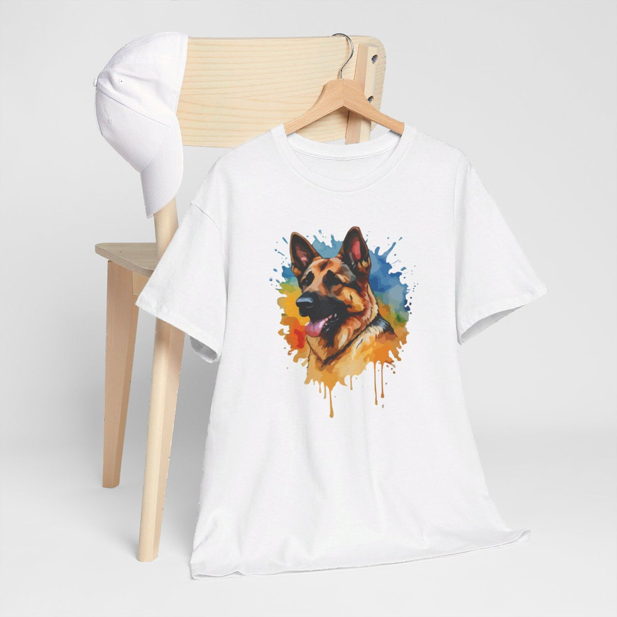 T shirt animal Berger Allemand Coloré - Design Unique idée cadeau tee shirt pour homme et femme
