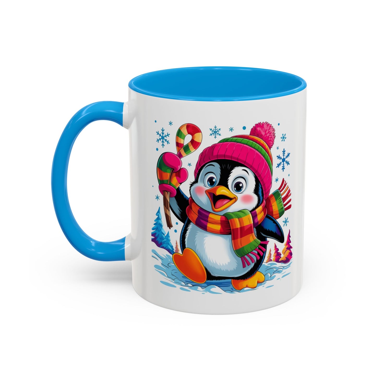 Mug Pingouin Mignon Hiver – Tasse Animaux Kawaii Neige – Cadeau Noël Fun et Coloré – Céramique 325ml