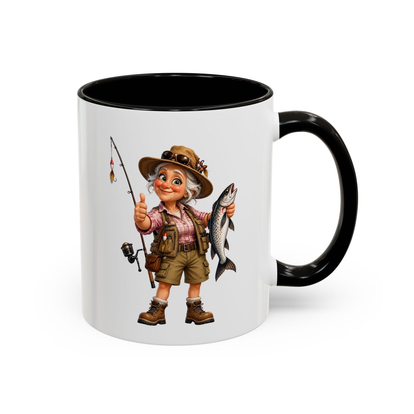 Mug Pêcheuse Femme – Tasse Passion Pêche avec Poisson – Cadeau Original Femme – Amatrice de Pêche