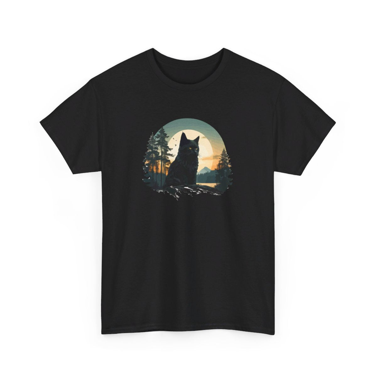 T shirt Chat Noir animal - Design Mystique -idée cadeau tee shirt pour Homme et Femme