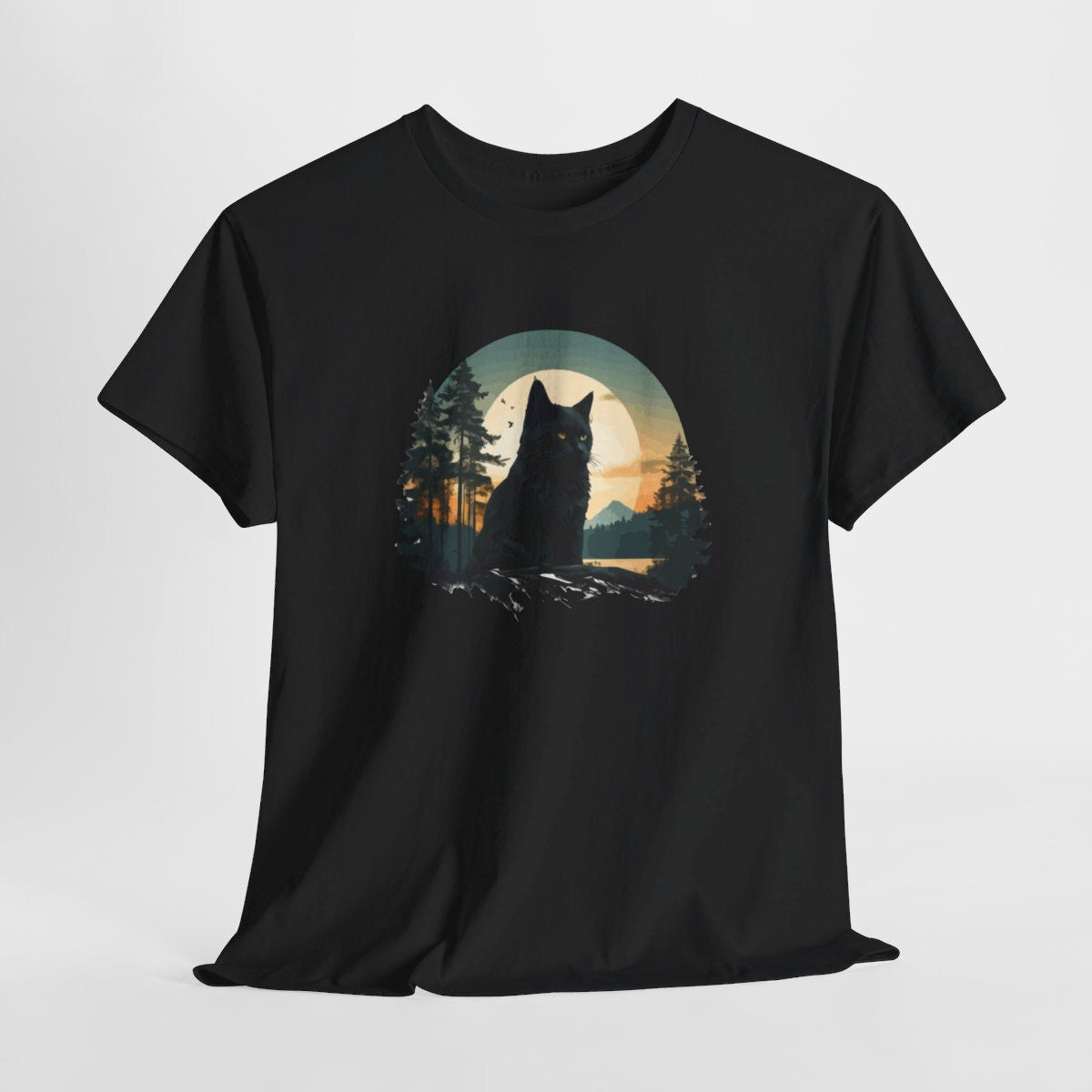 T shirt Chat Noir animal - Design Mystique -idée cadeau tee shirt pour Homme et Femme