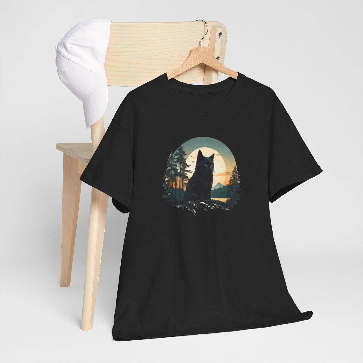 T shirt Chat Noir animal - Design Mystique -idée cadeau tee shirt pour Homme et Femme