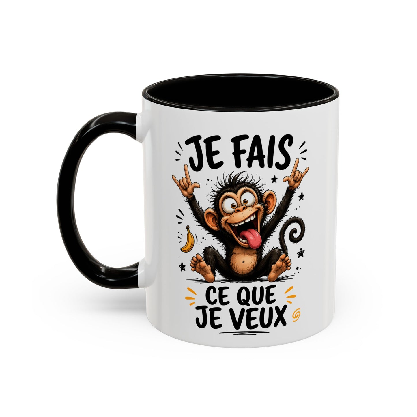 Tasse Je Fais Ce Que Je Veux – Mug Humour Singe Fou – Cadeau Homme Femme Collègue Ami 325ml