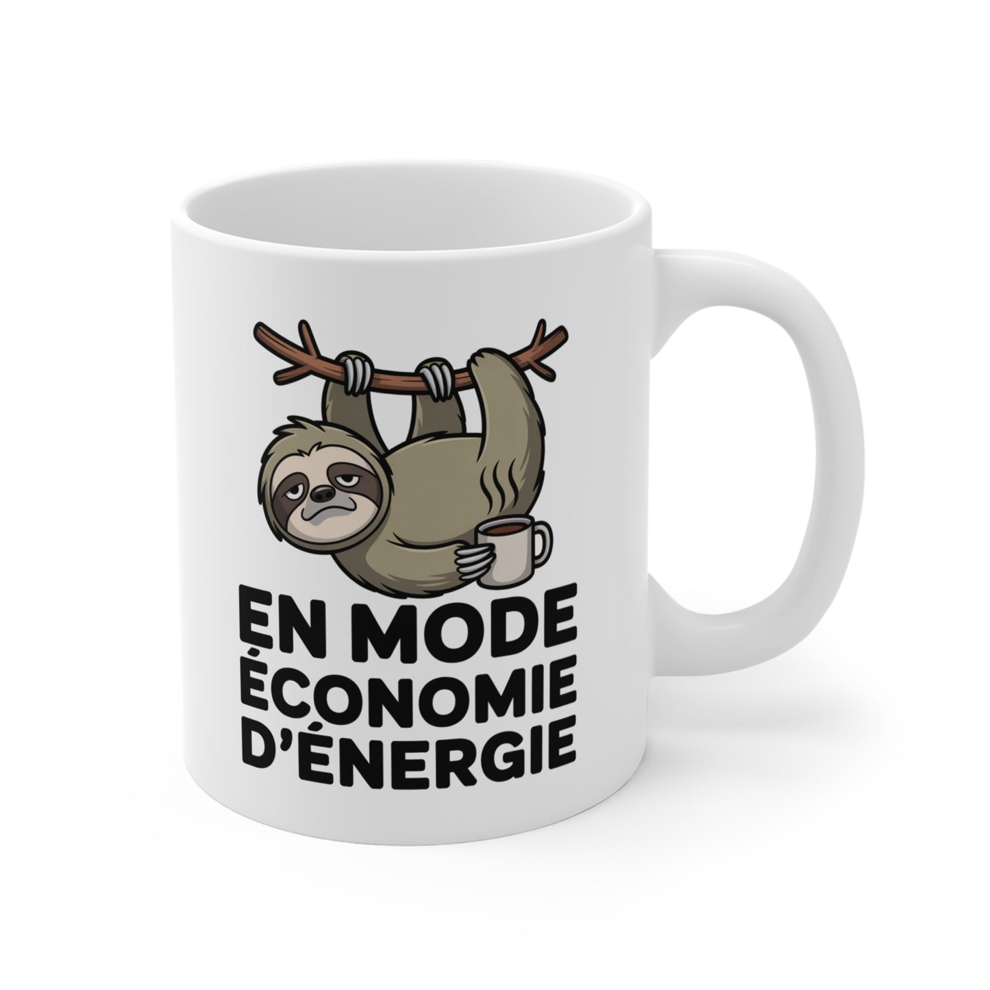 Tasse En Mode Économie d’Énergie – Mug Paresseux Humour Café – Cadeau Drôle Homme Femme 325ml