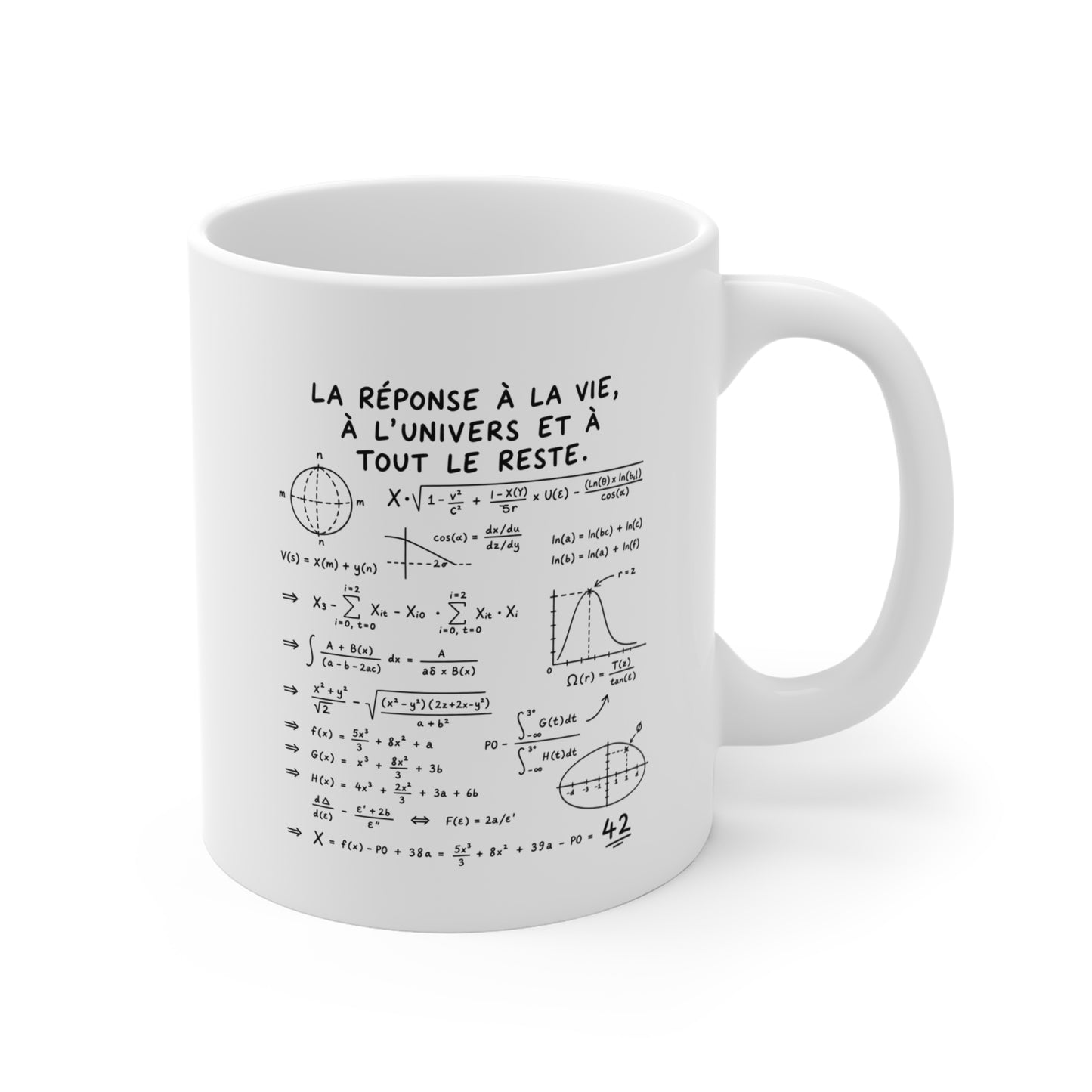 Tasse Mathématiques Humour – Mug Geek Sciences Équations et Nombre 42 – Cadeau Professeur Math 325 ml
