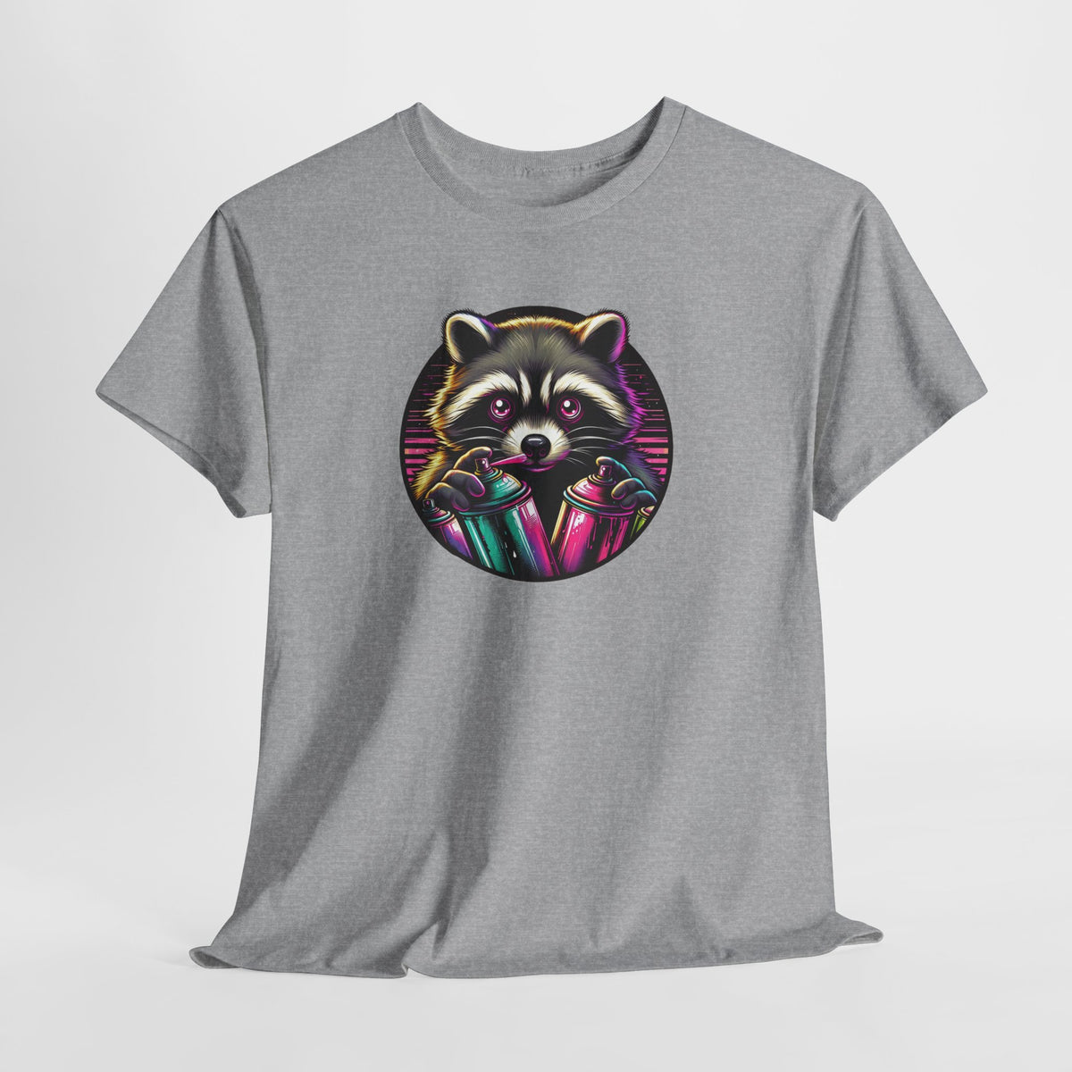 Tee Shirt Raton Laveur Graffiti Homme Femme – T-Shirt Animal Street Art Bombes de Peinture – Design Urbain Coloré