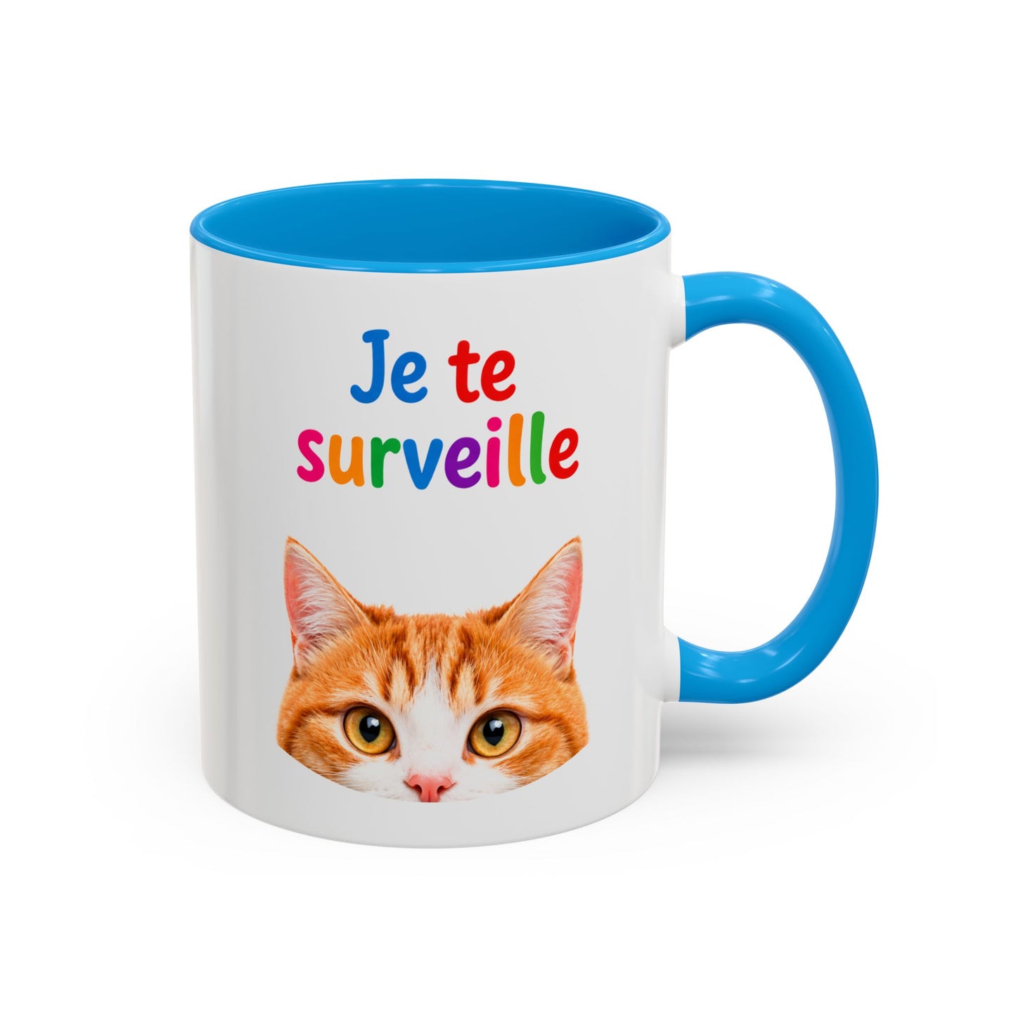 Tasse Chat Je te Surveille 325ml – Mug Céramique Humour Chat Mignon Cadeau Original Animaux