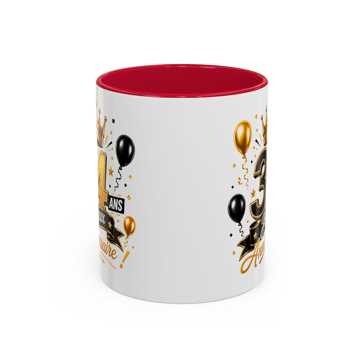Mug Joyeux 34 Ans – Tasse Anniversaire 34 Ans – Cadeau Original pour Femme Homme – Idée Cadeau 34e Anniversaire Noir Bleu Rouge